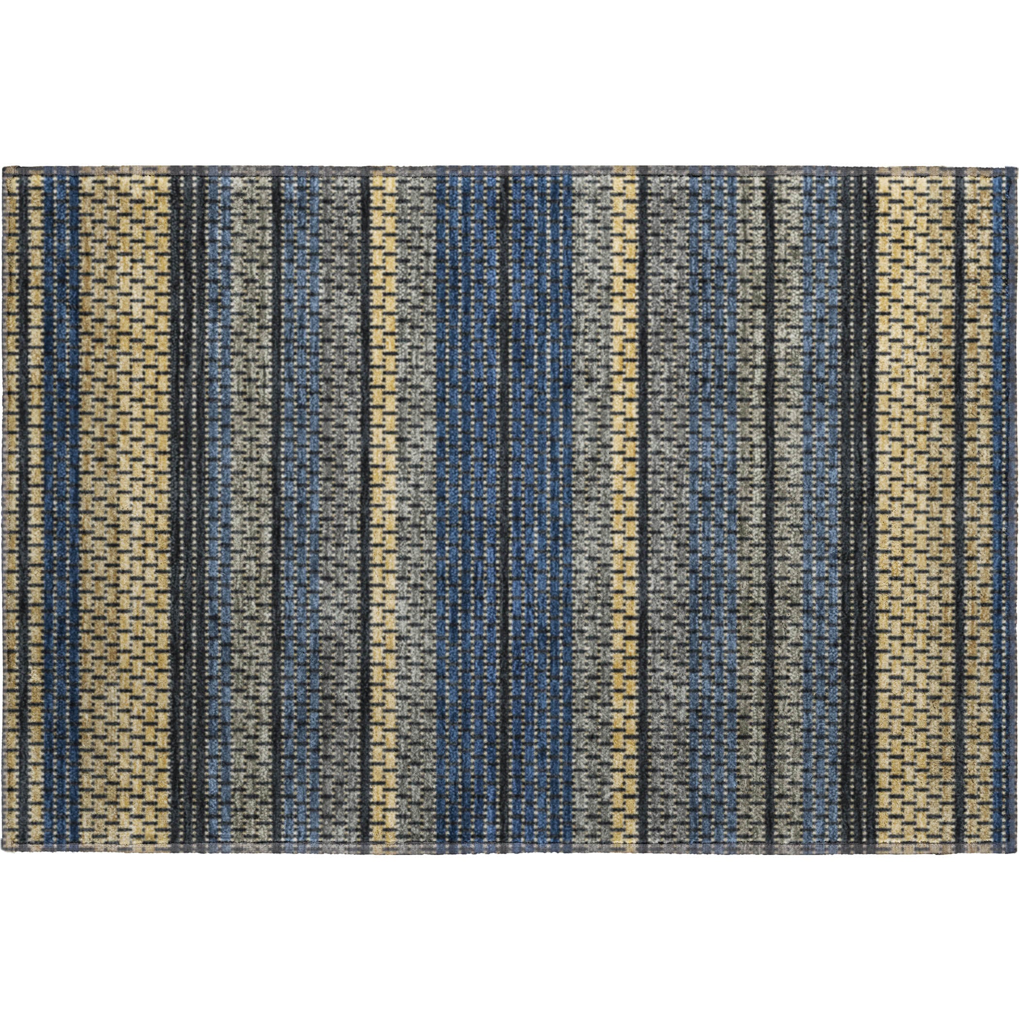 Seoul Machine Washable Transitional Navy Blue Rug 1'8" x 2'6" #shape_Rectangle