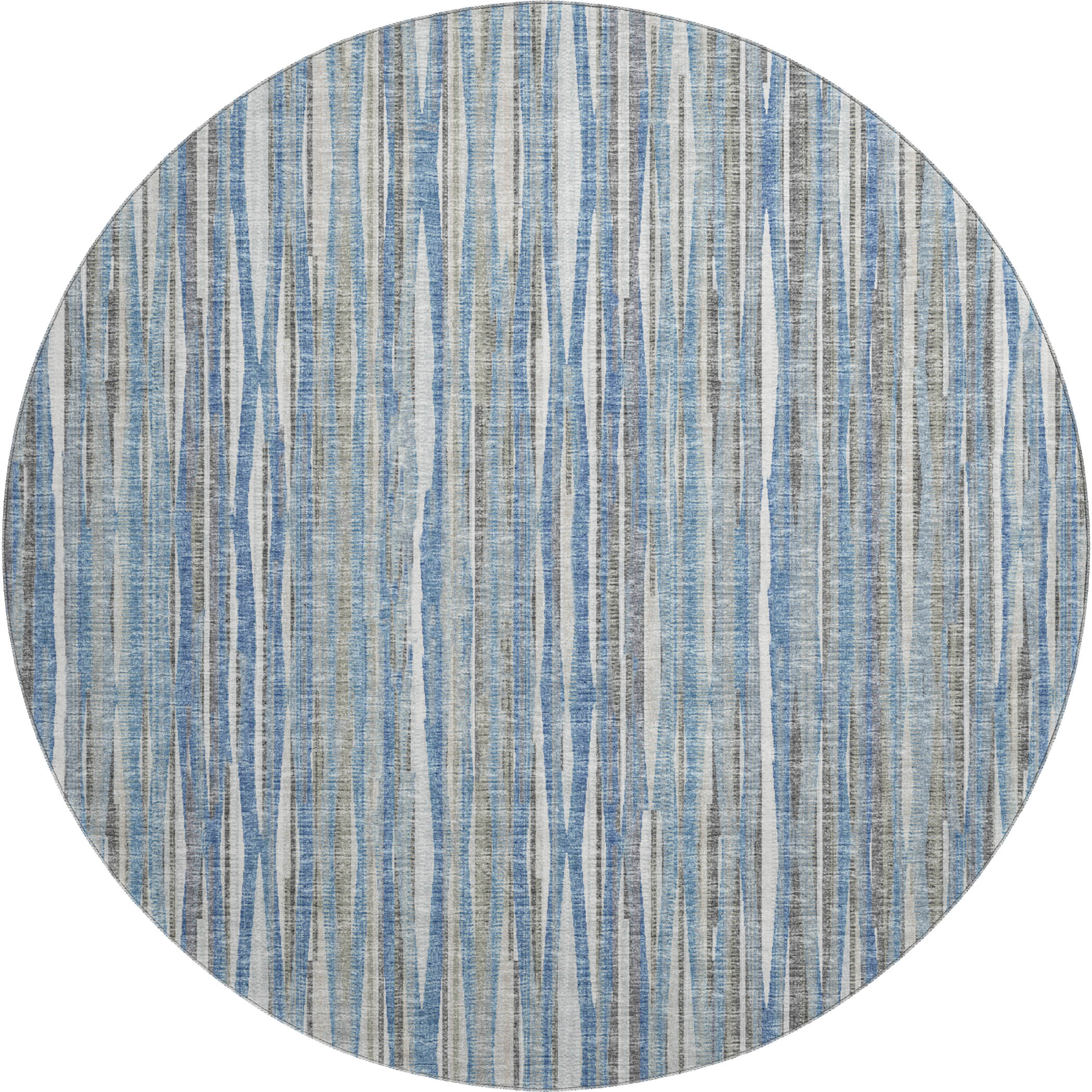 Montevideo Machine Washable Transitional Blue Rug 8' x 8' #shape_Round