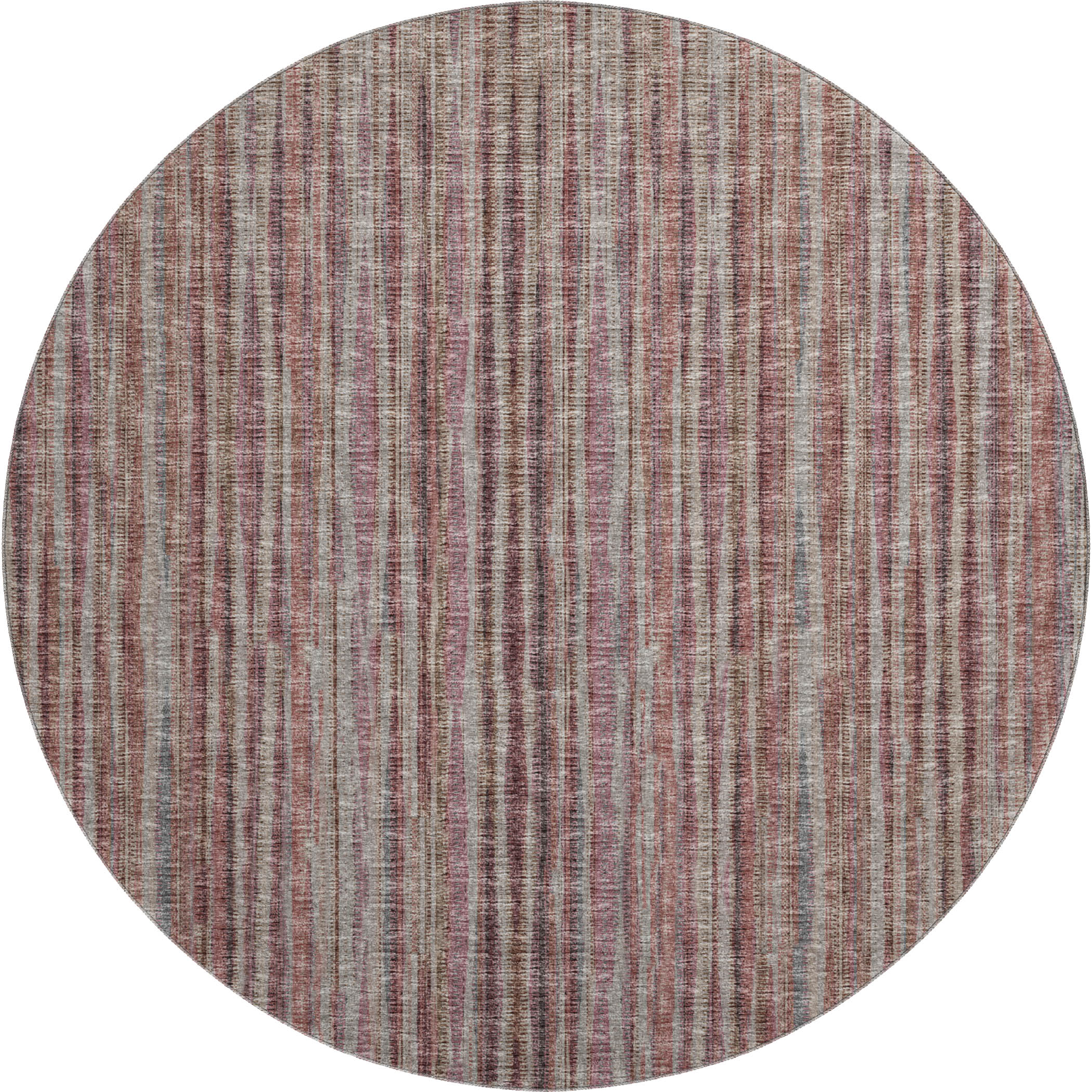 Montevideo Machine Washable Transitional Burgundy Pink Rug 8' x 8' #shape_Round