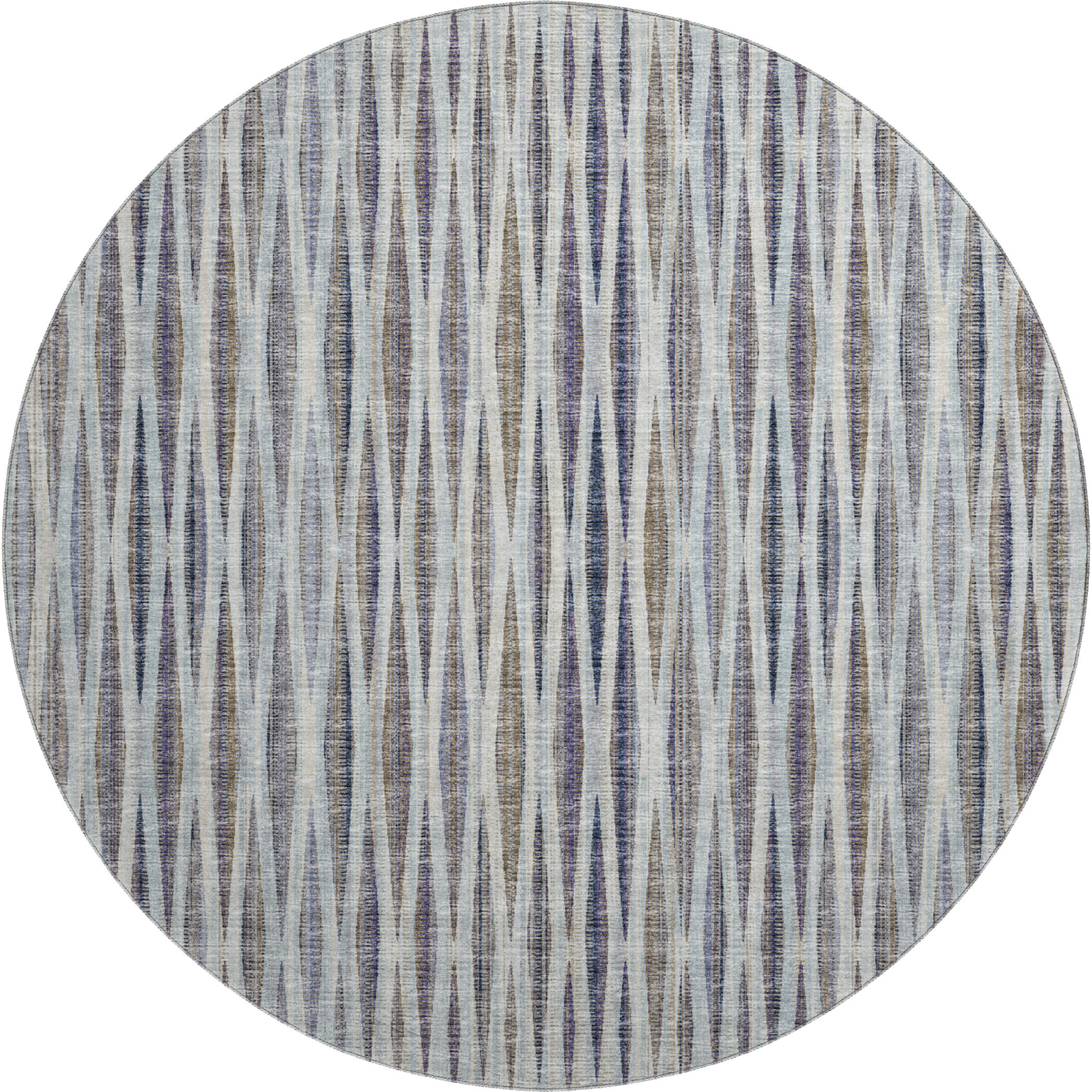 Montevideo Machine Washable Transitional Ocean Blue Rug 8' x 8' #shape_Round