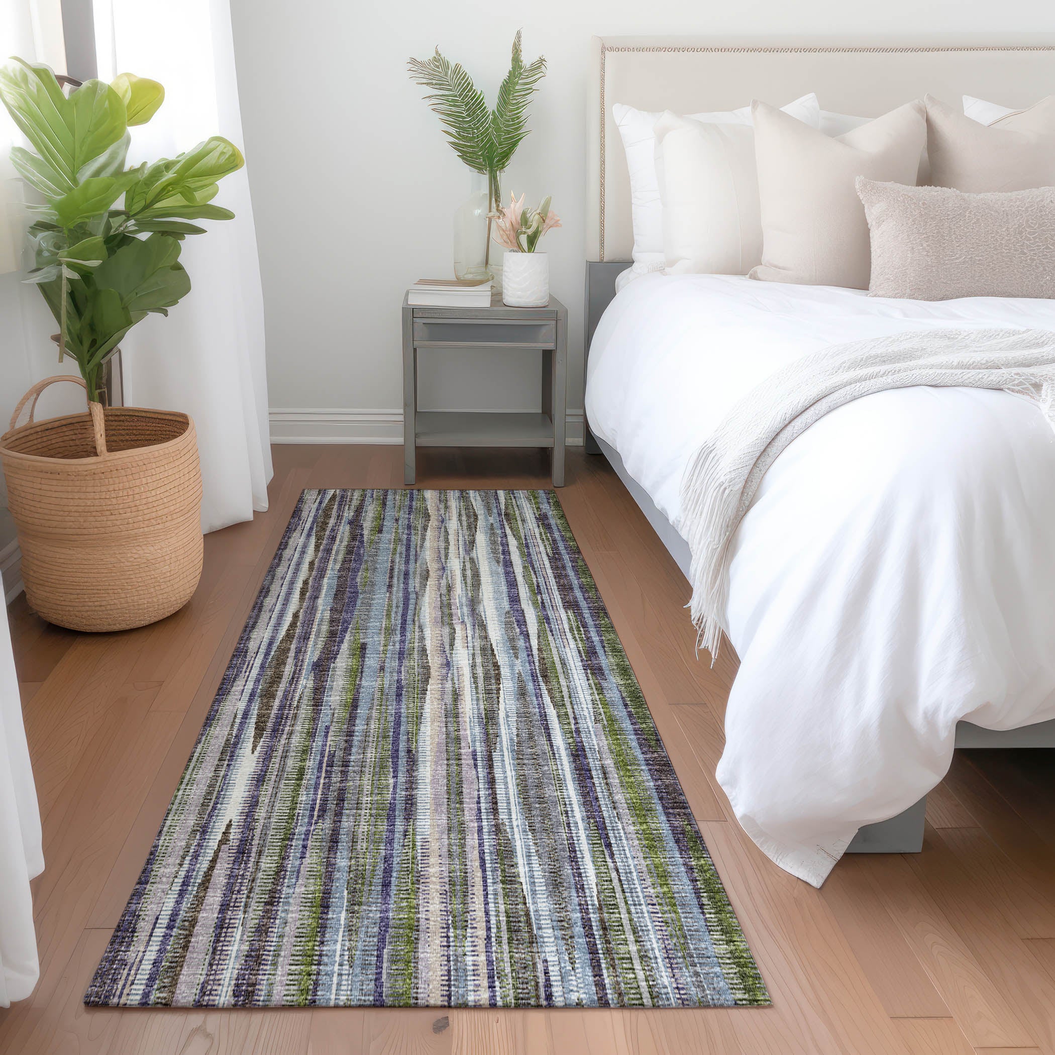 Montevideo Machine Washable Transitional Plum Purple Rug 2'3" x 7'6" #shape_Runner