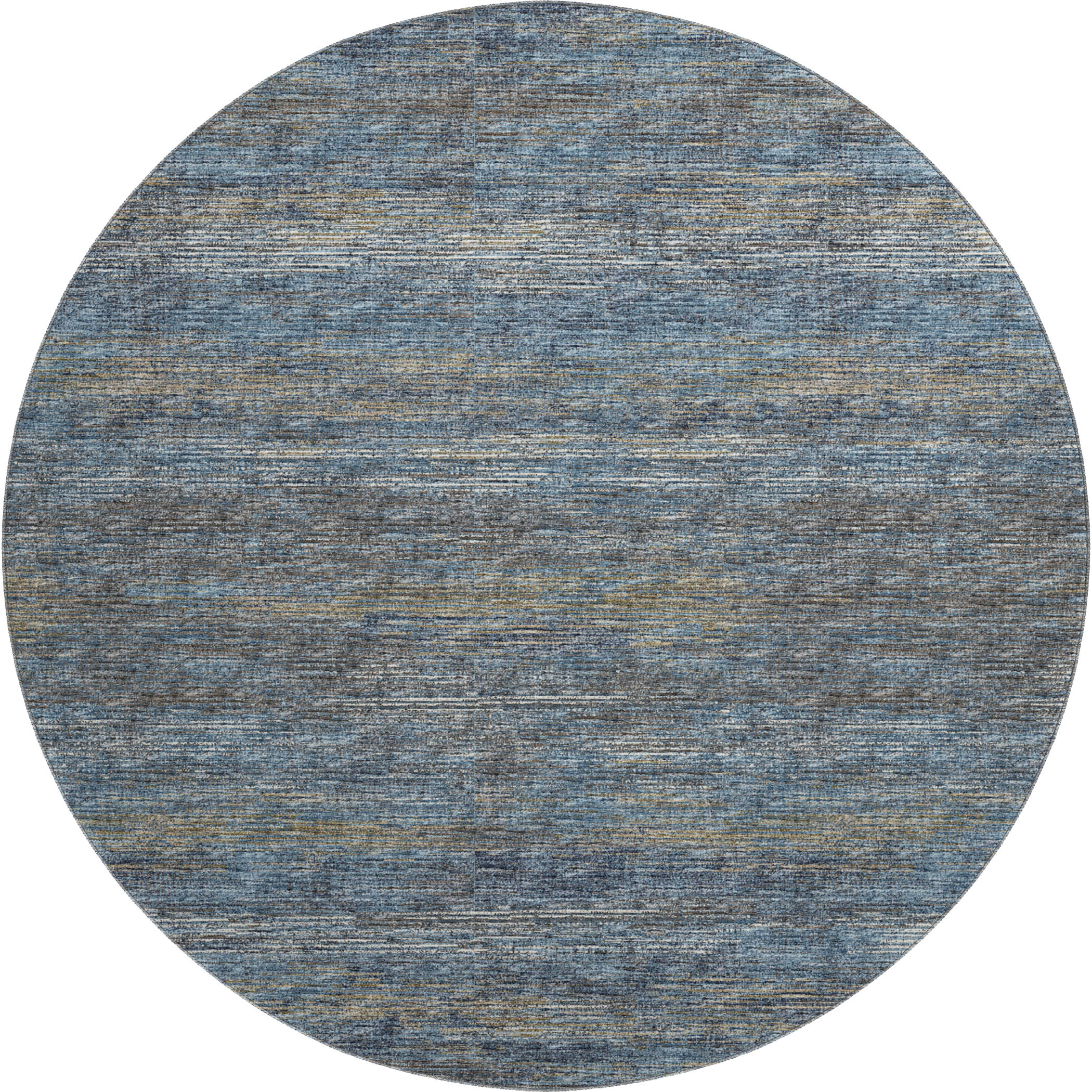 Porto Machine Washable Transitional Blue Navy Rug 8' x 8' #shape_Round