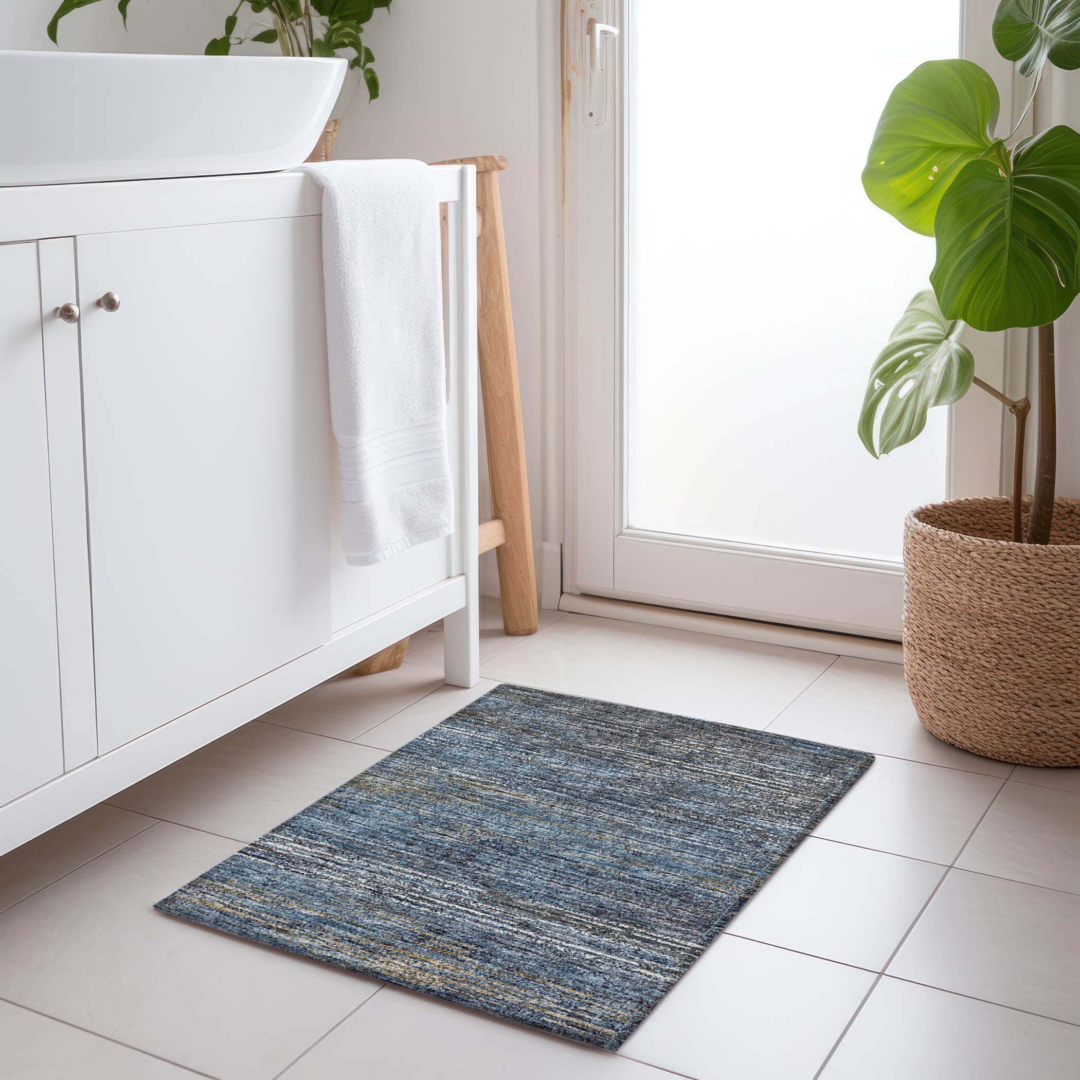 Porto Machine Washable Transitional Blue Navy Rug 1'8" x 2'6" #shape_Rectangle