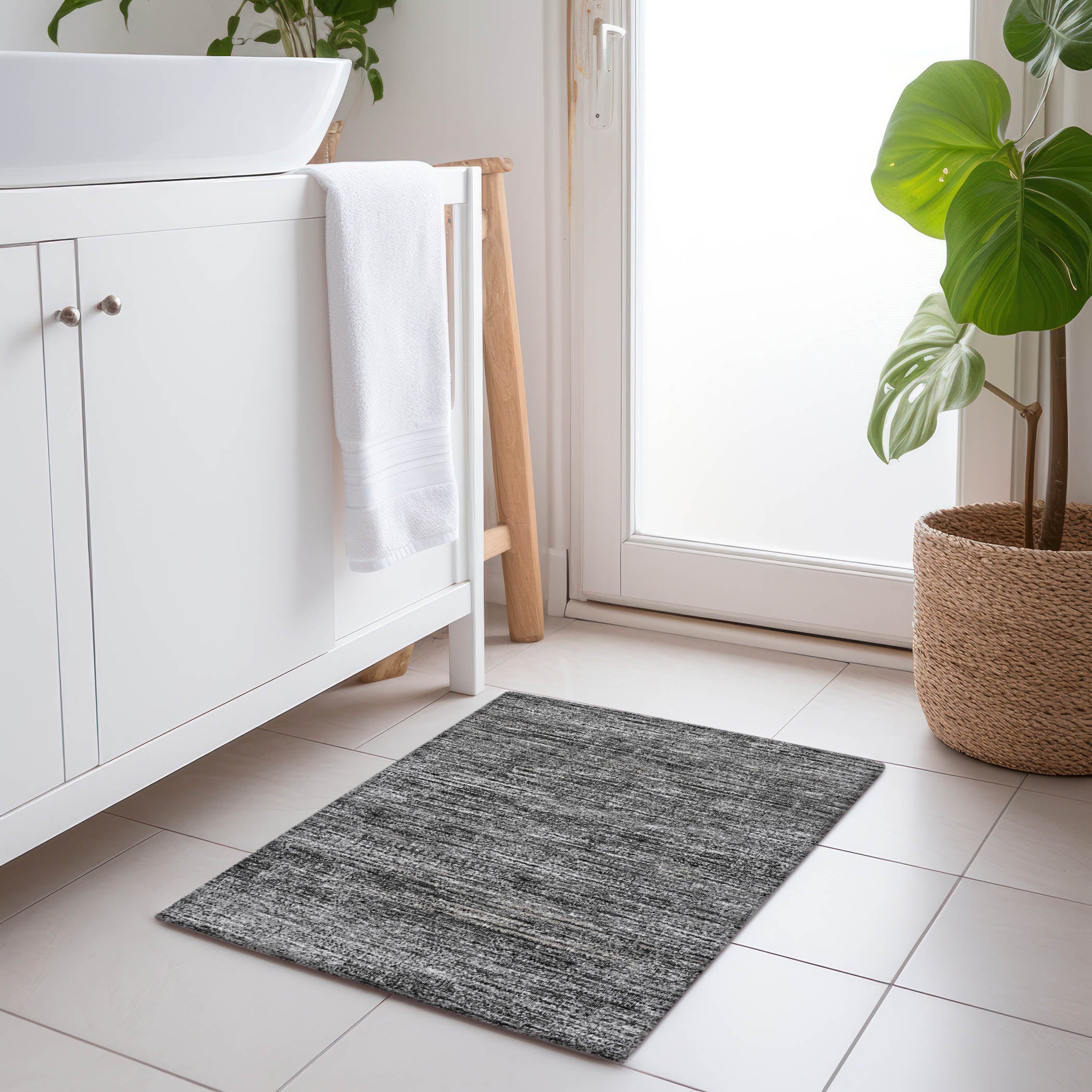 Porto Machine Washable Transitional Gray Charcoal Rug 1'8" x 2'6" #shape_Rectangle