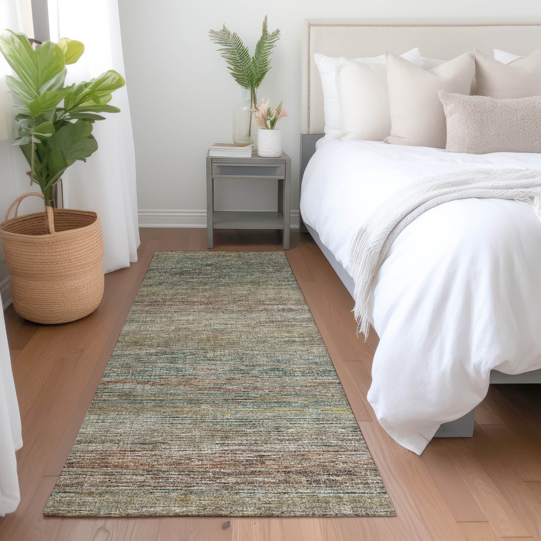 Porto Machine Washable Transitional Multi Mocha Rug 2'3" x 7'6" #shape_Runner