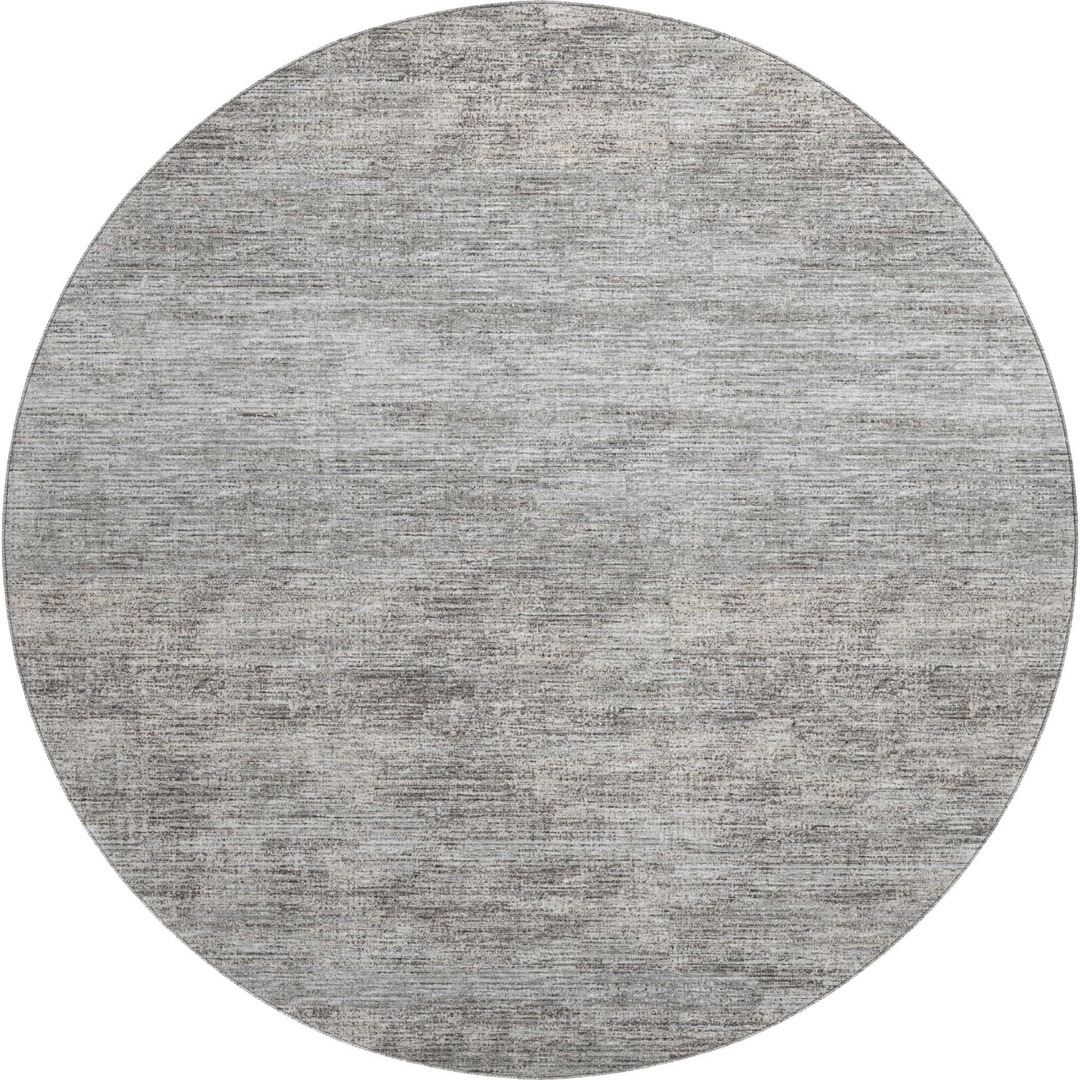 Porto Machine Washable Transitional Silver Gray Rug 8' x 8' #shape_Round