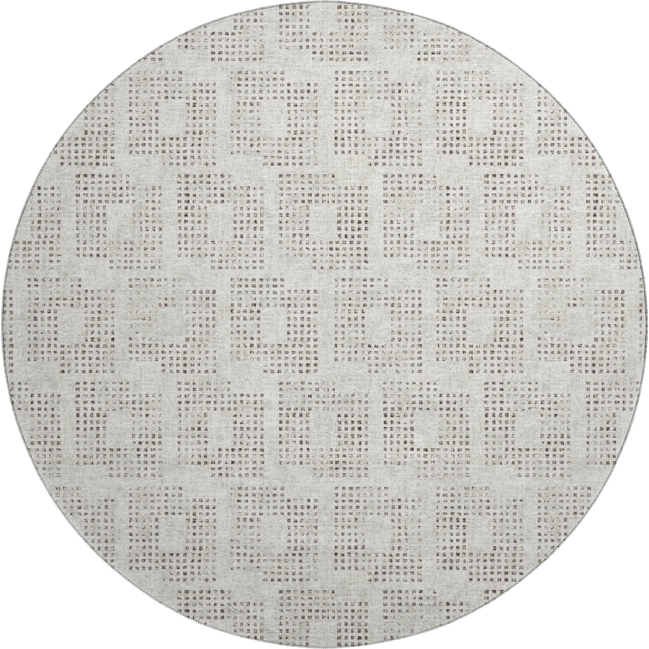 Ghent Machine Washable Transitional Beige Ivory Rug 8' x 8' #shape_Round