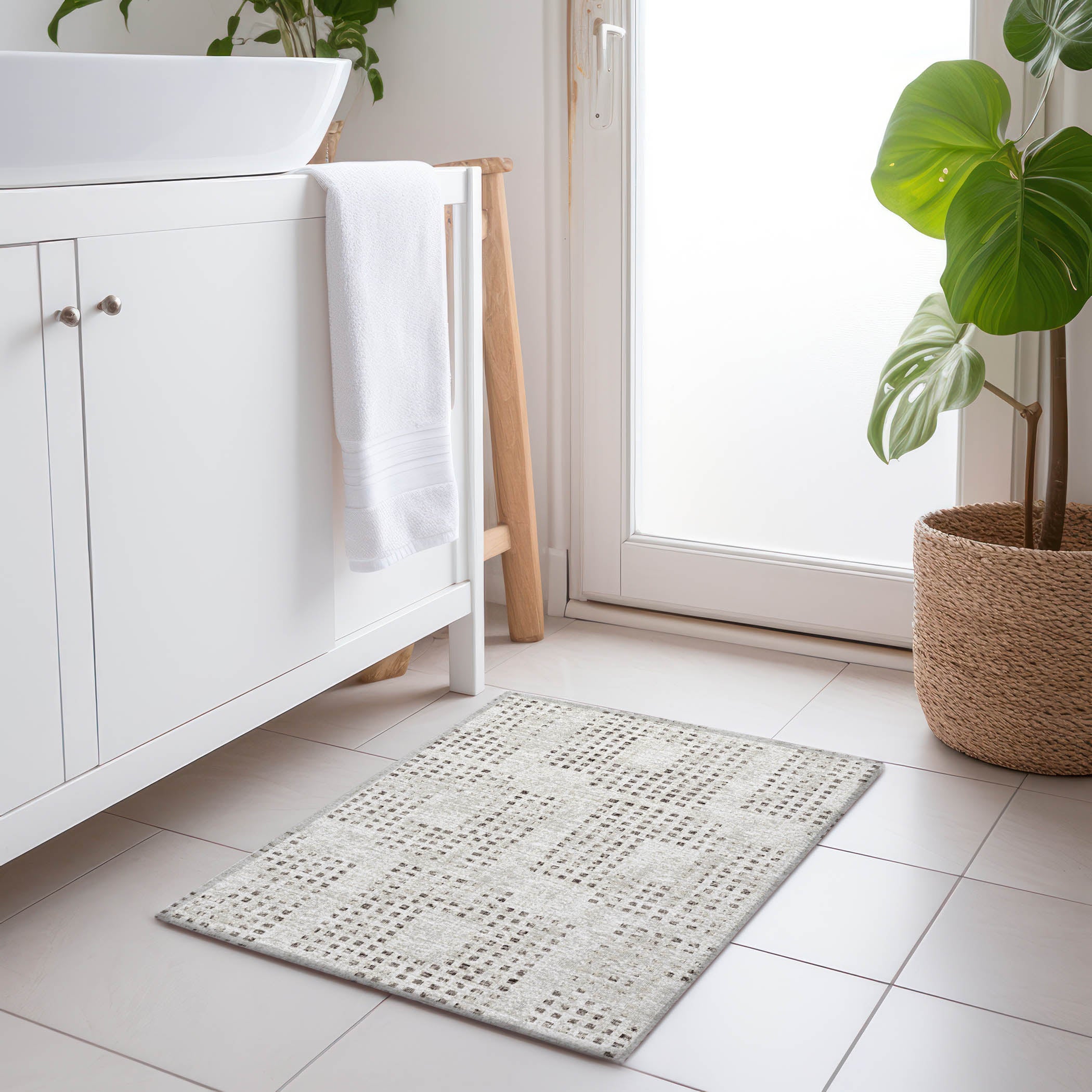 Ghent Machine Washable Transitional Beige Ivory Rug 1'8" x 2'6" #shape_Rectangle
