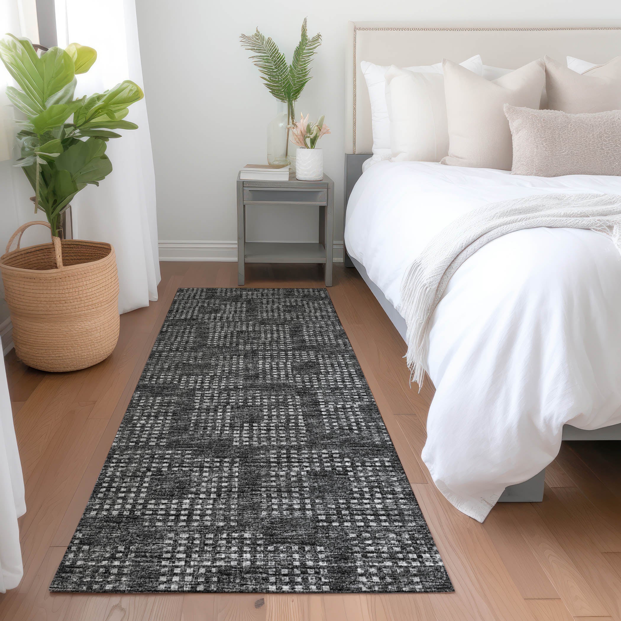 Ghent Machine Washable Transitional Black Rug 2'3" x 7'6" #shape_Runner
