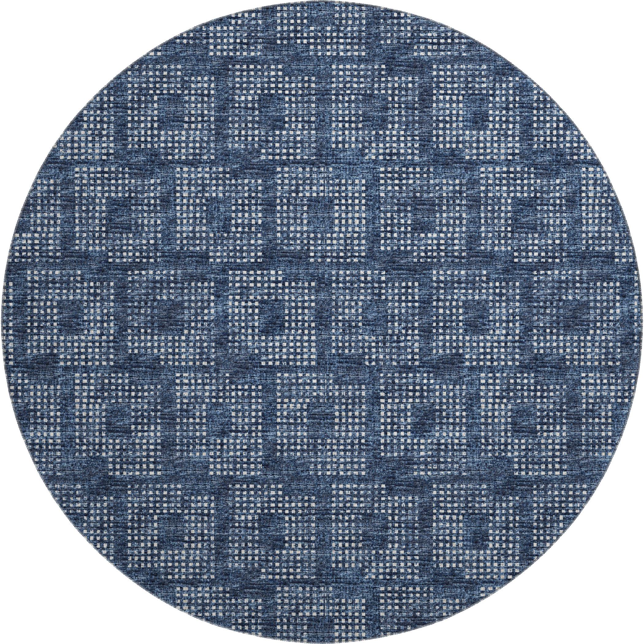 Ghent Machine Washable Transitional Blue Navy Rug 8' x 8' #shape_Round