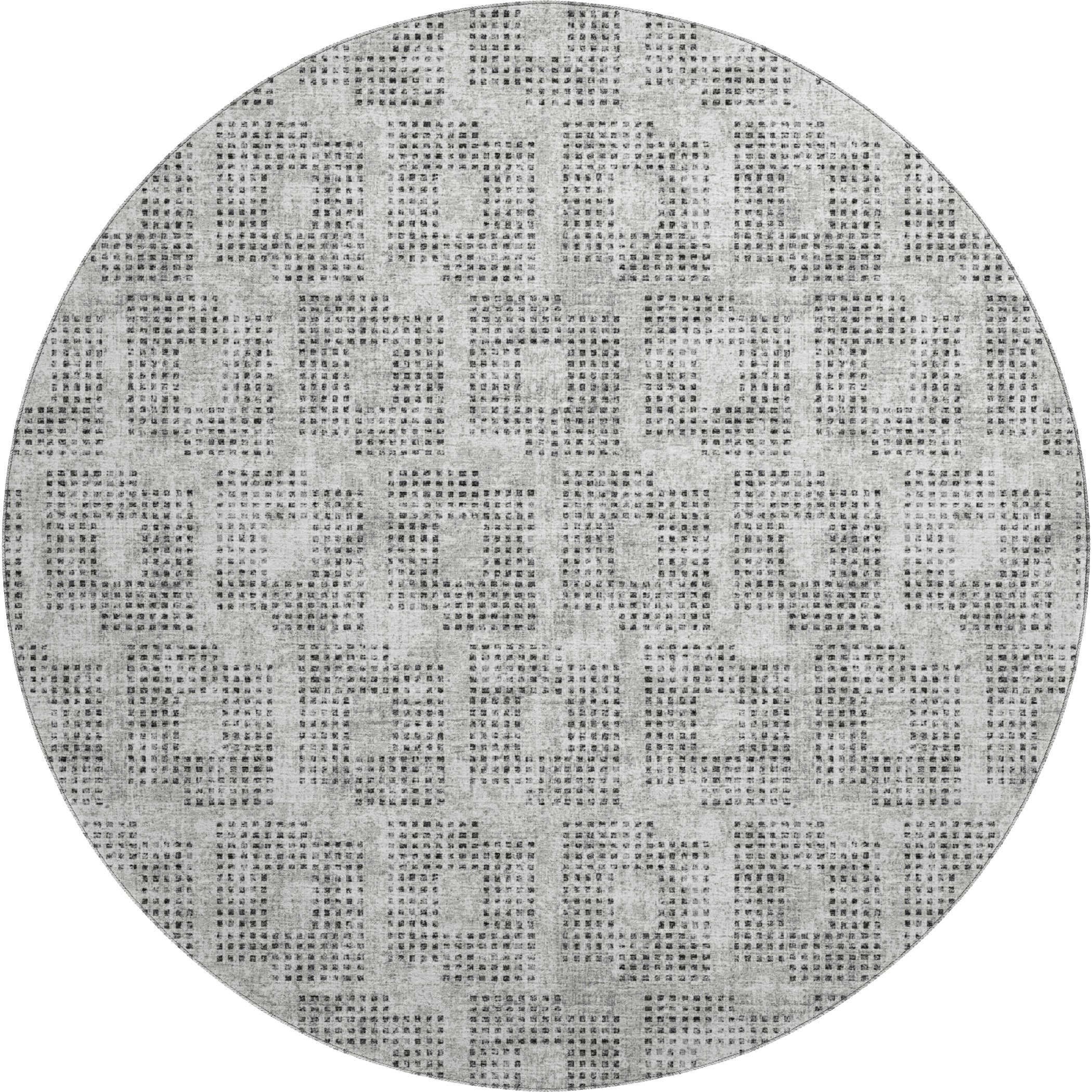 Ghent Machine Washable Transitional Gray Rug 8' x 8' #shape_Round