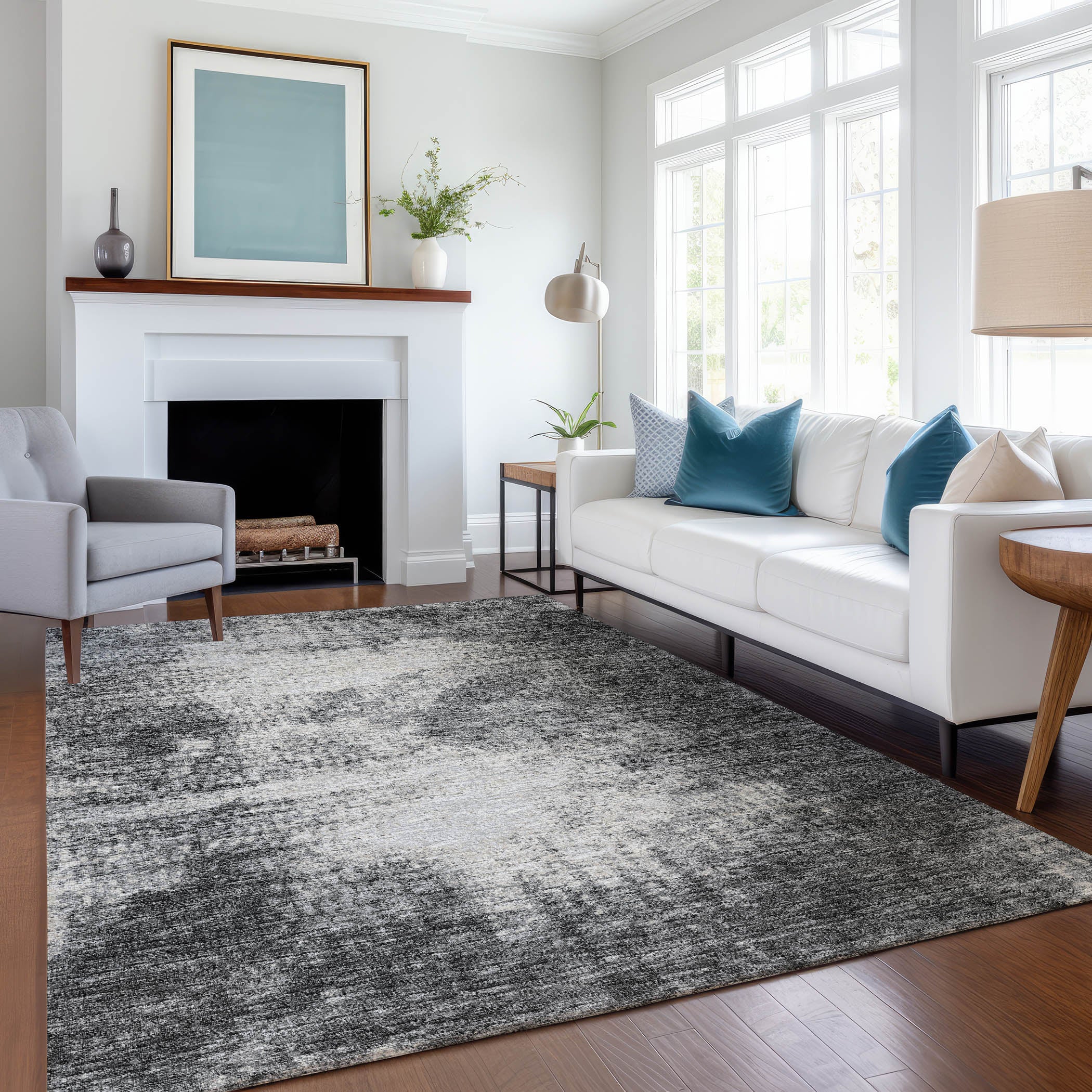 Lucerne Machine Washable Transitional Black Rug 2'6" x 3'10" #shape_Rectangle