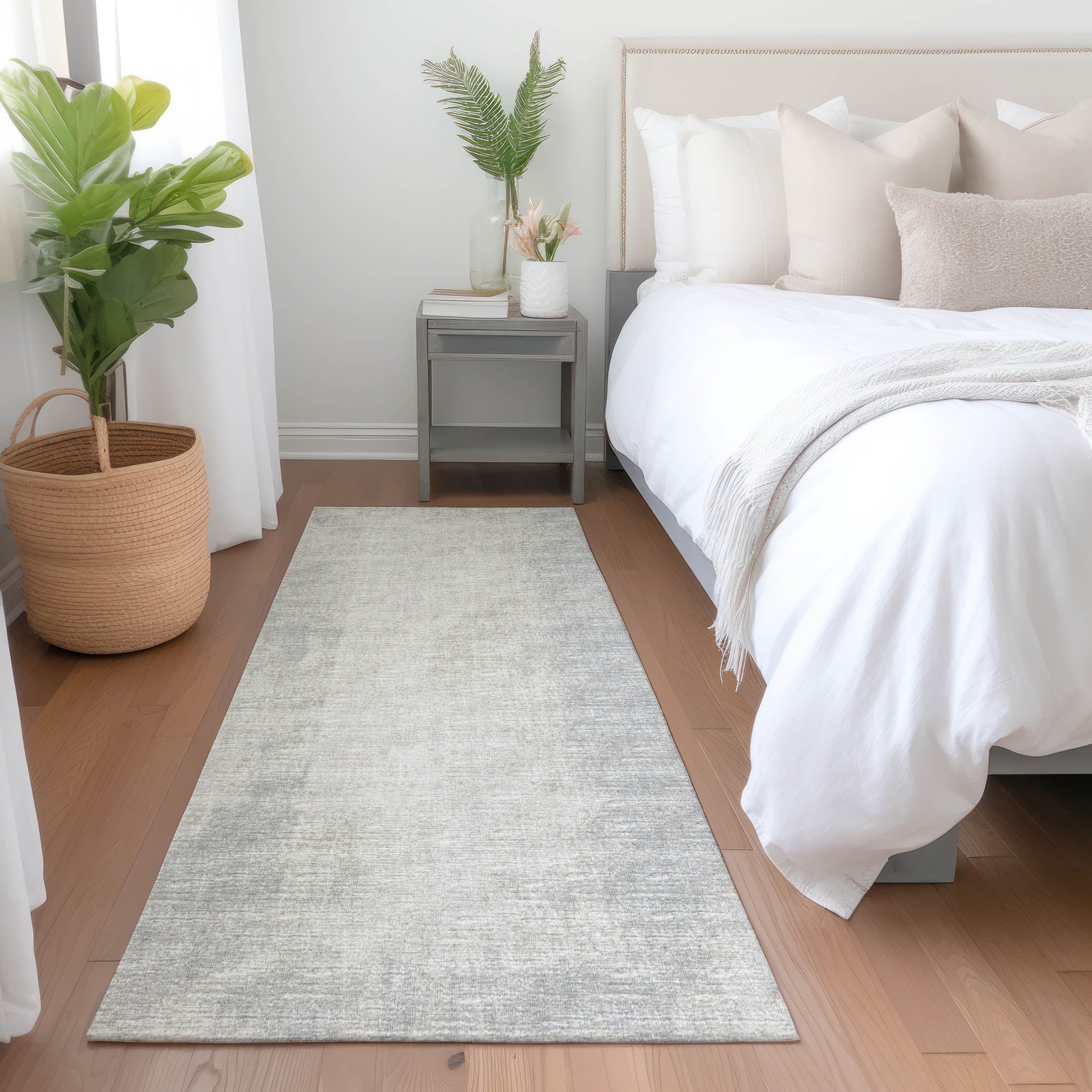 Lucerne Machine Washable Transitional Gray Ivory Rug 2'3" x 7'6" #shape_Runner