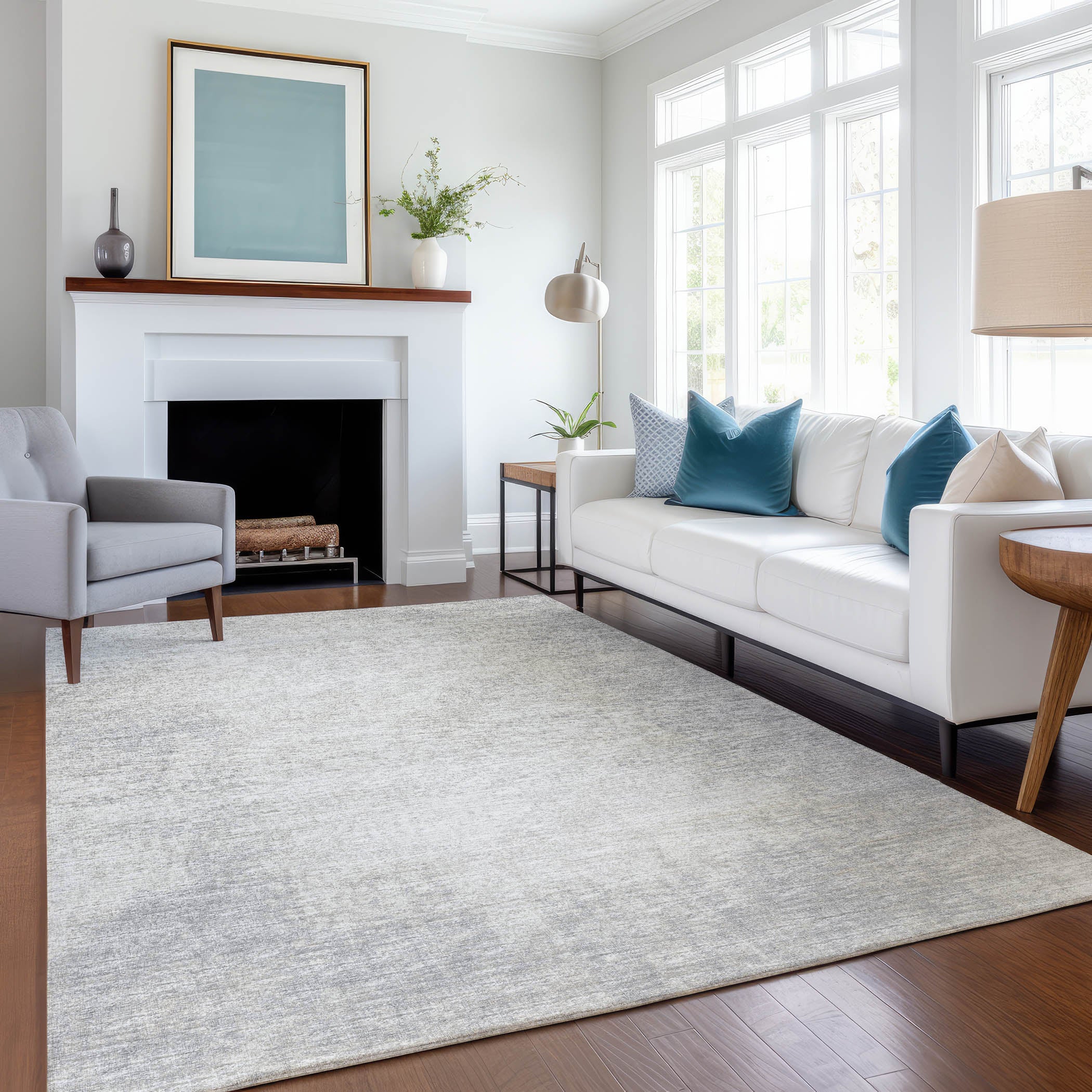 Lucerne Machine Washable Transitional Gray Ivory Rug 2'6" x 3'10" #shape_Rectangle