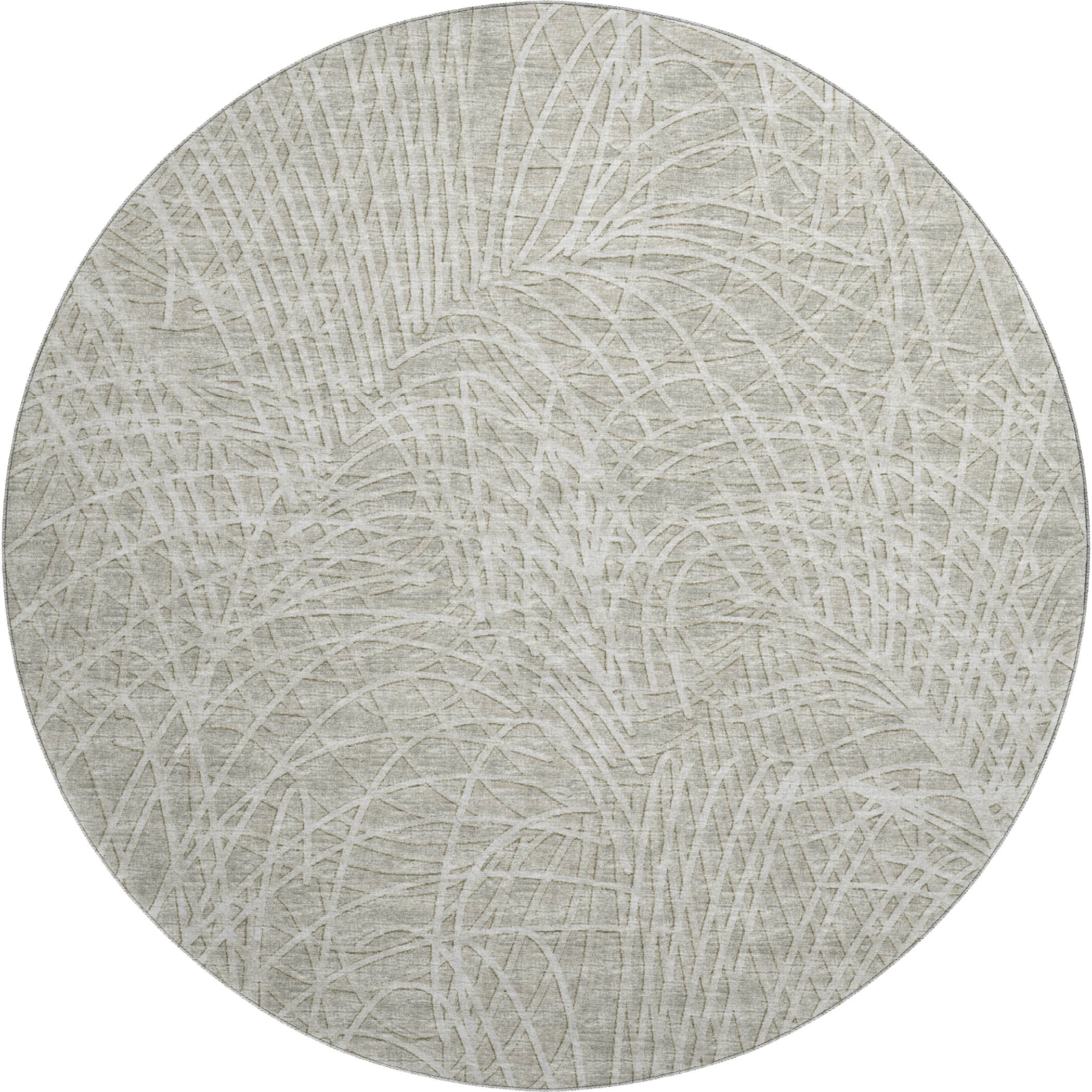 Bogota Machine Washable Transitional Beige Taupe Rug 8' x 8' #shape_Round