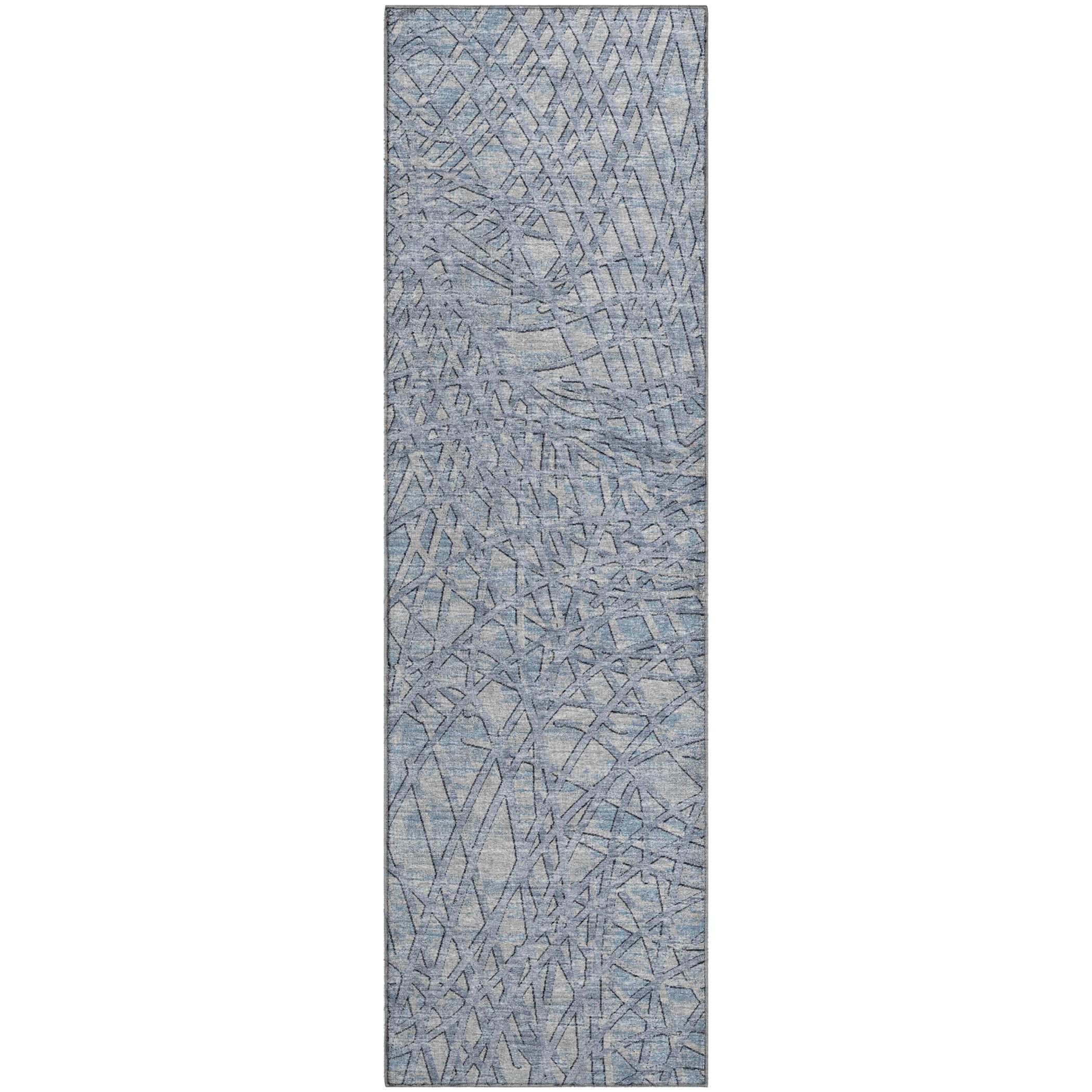 Bogota Machine Washable Transitional Blue Rug 2'3" x 7'6" #shape_Runner