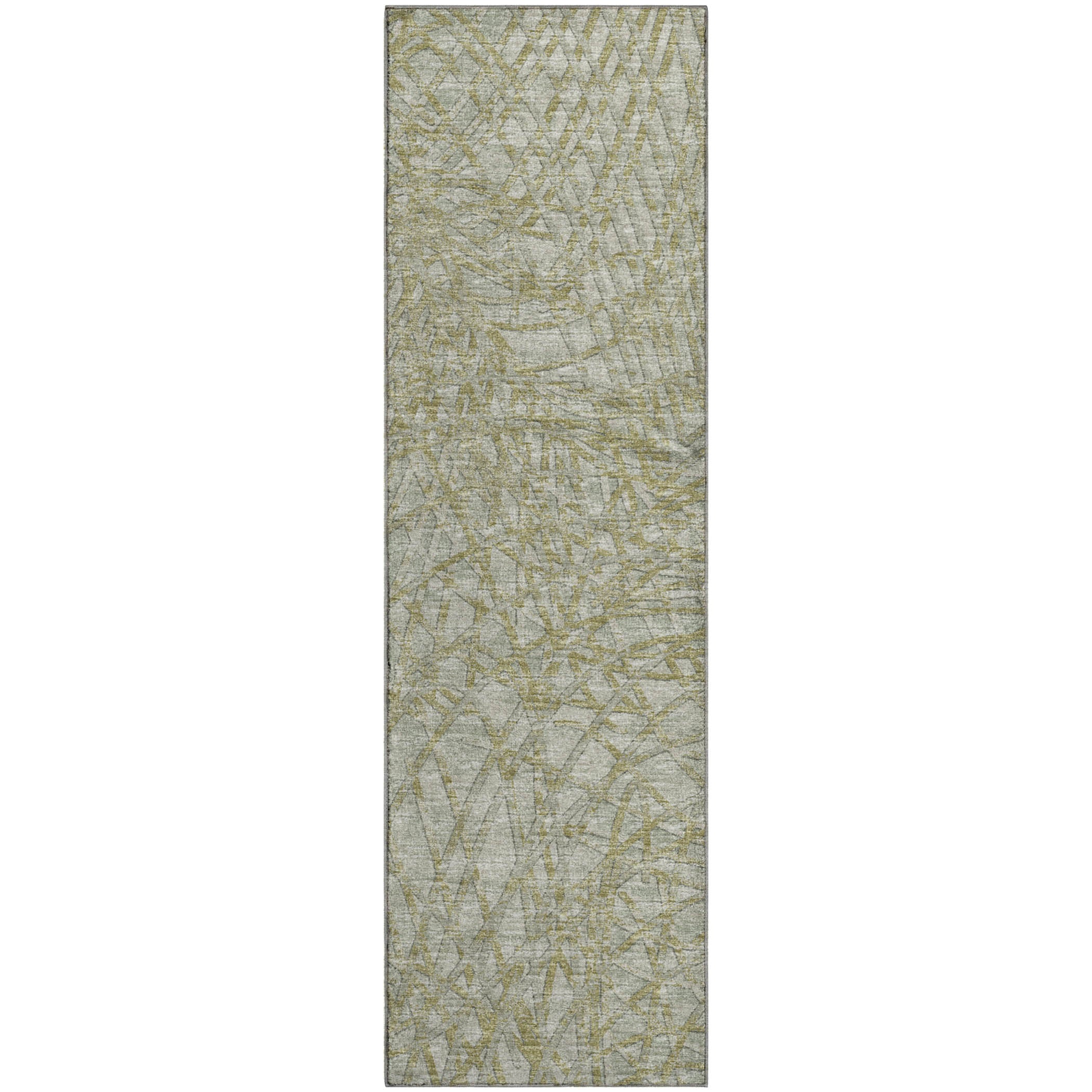 Bogota Machine Washable Transitional Sage Green Rug 2'3" x 7'6" #shape_Runner