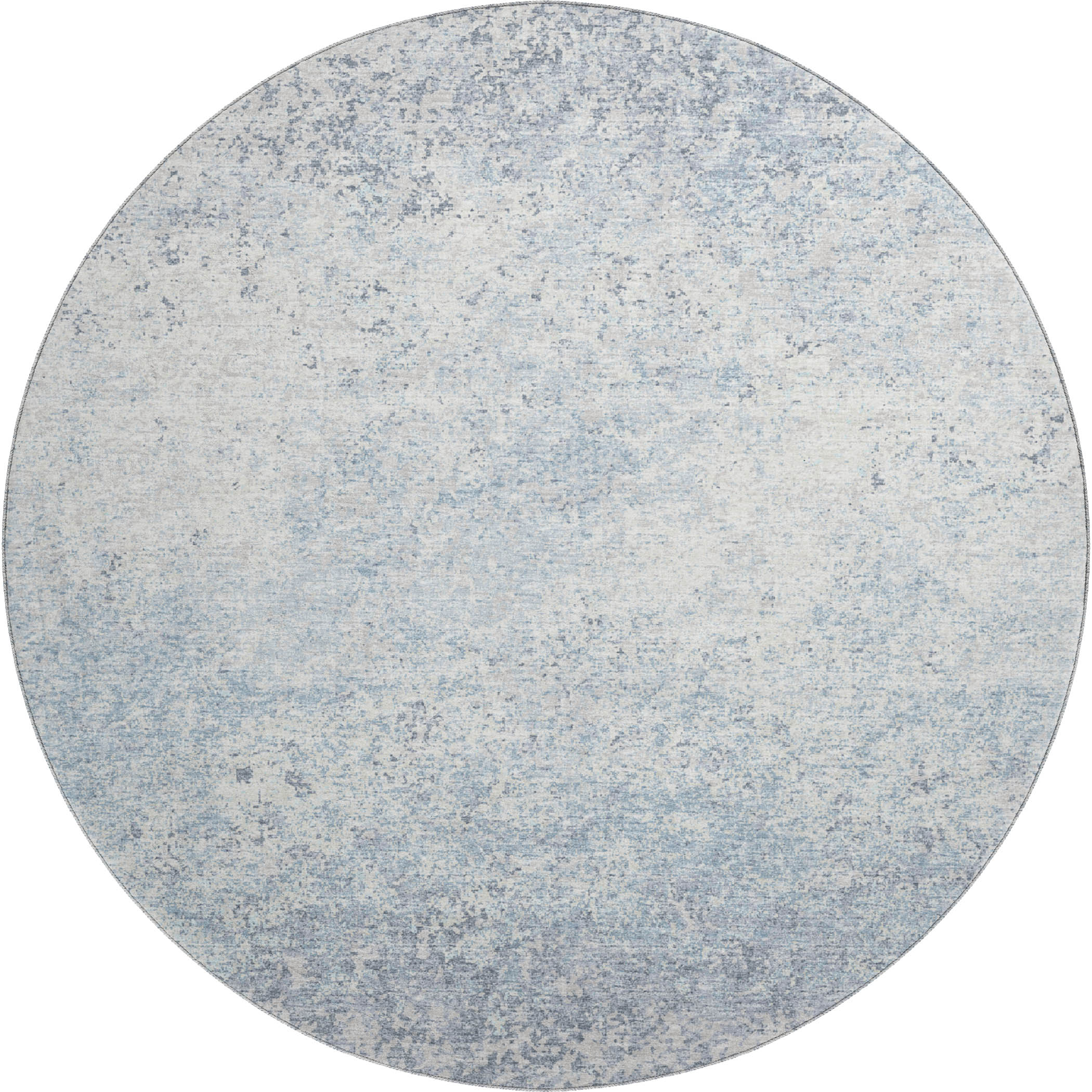 Luang Prabang Machine Washable Transitional Blue Rug 8' x 8' #shape_Round