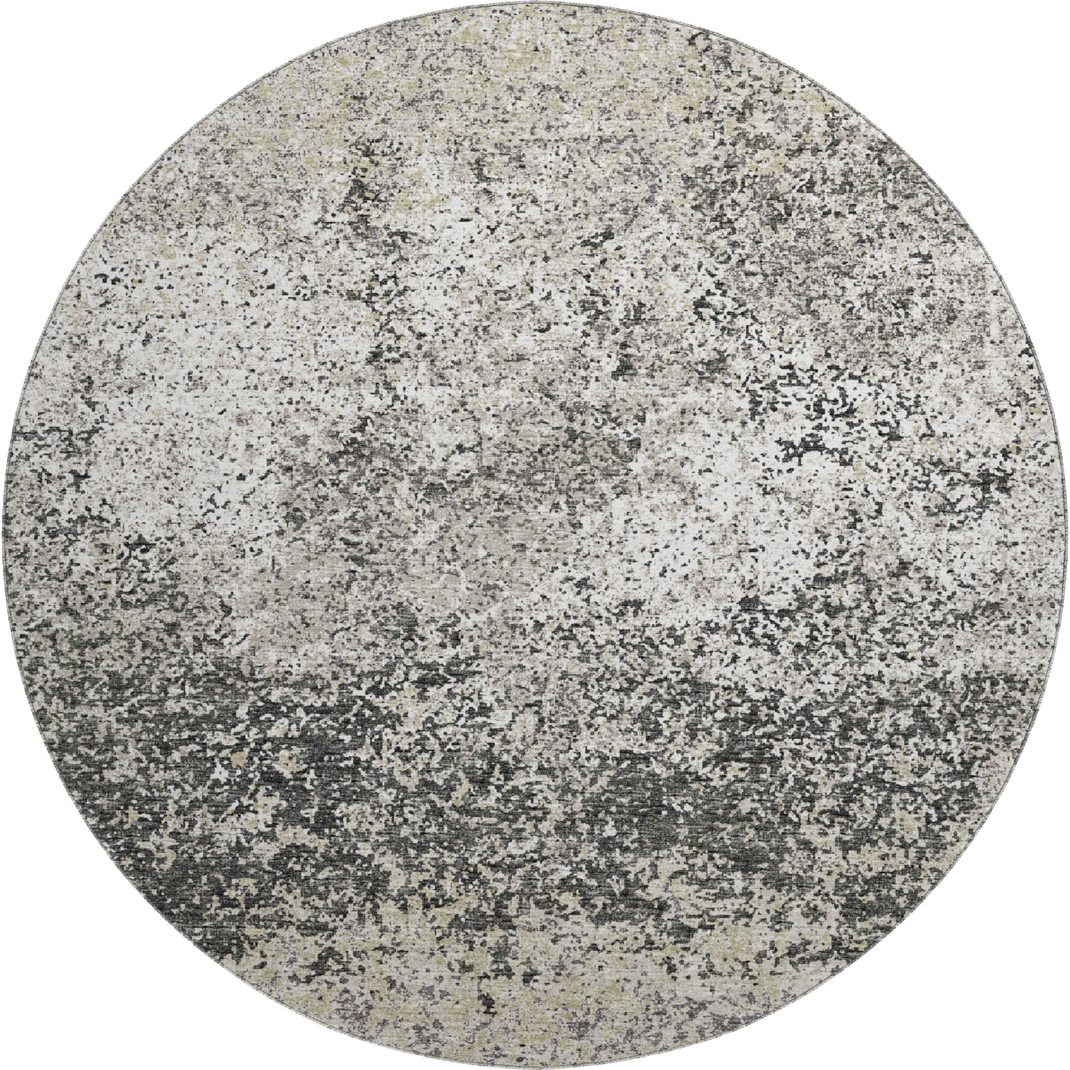 Luang Prabang Machine Washable Transitional Gray Rug 8' x 8' #shape_Round