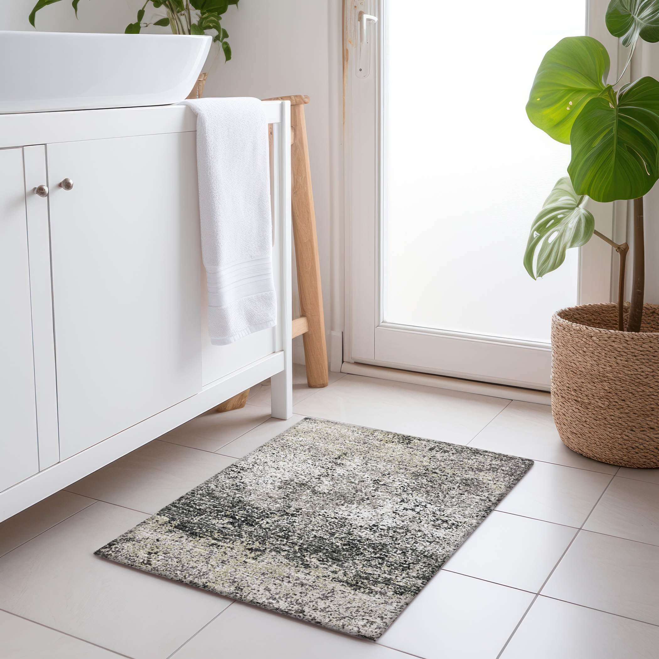 Luang Prabang Machine Washable Transitional Gray Rug 1'8" x 2'6" #shape_Rectangle