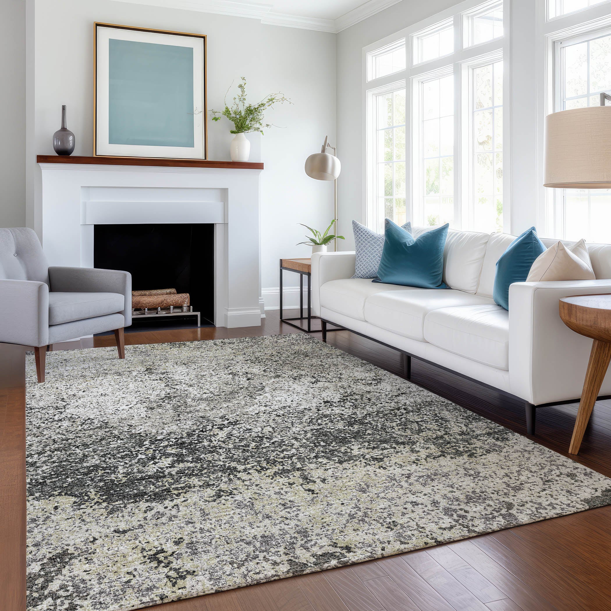 Luang Prabang Machine Washable Transitional Gray Rug 2'6" x 3'10" #shape_Rectangle