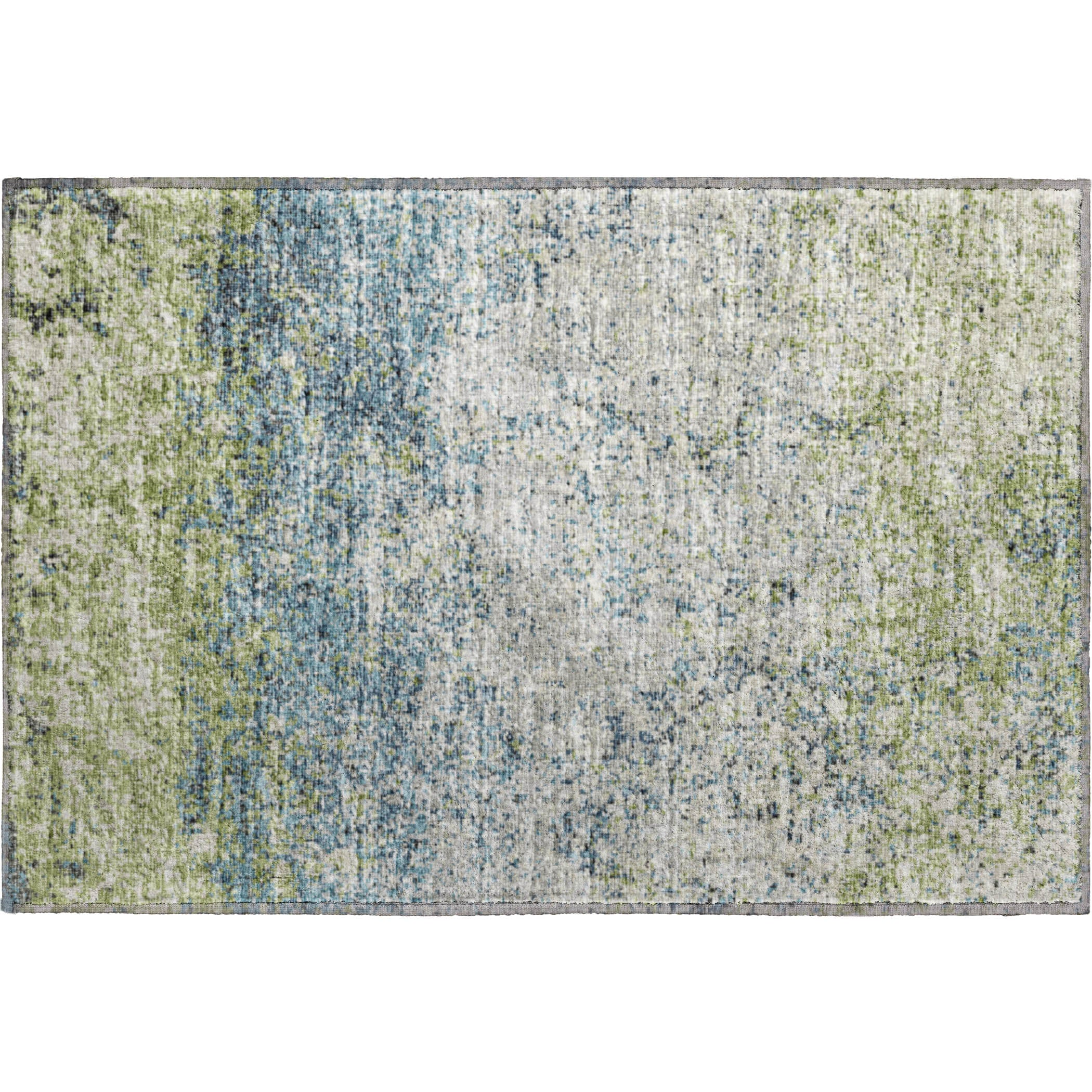 Luang Prabang Machine Washable Transitional Green Rug 1'8" x 2'6" #shape_Rectangle