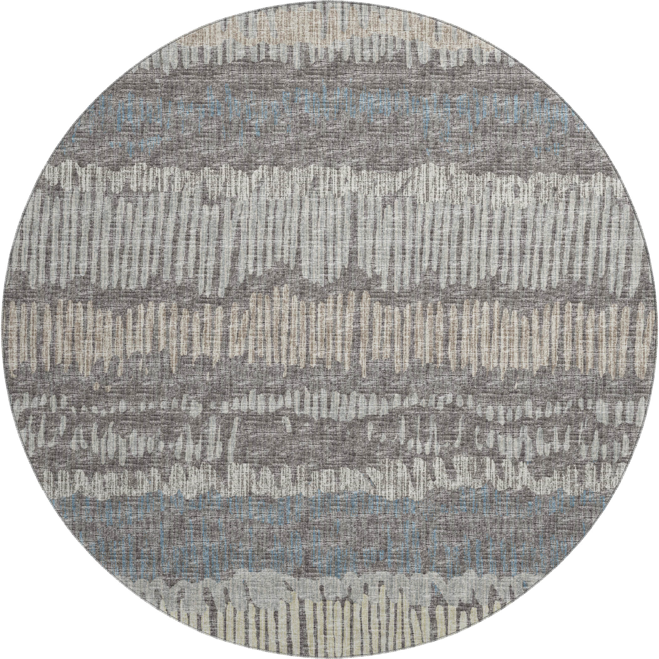 Sarajevo Machine Washable Transitional Gray Charcoal Rug 8' x 8' #shape_Round
