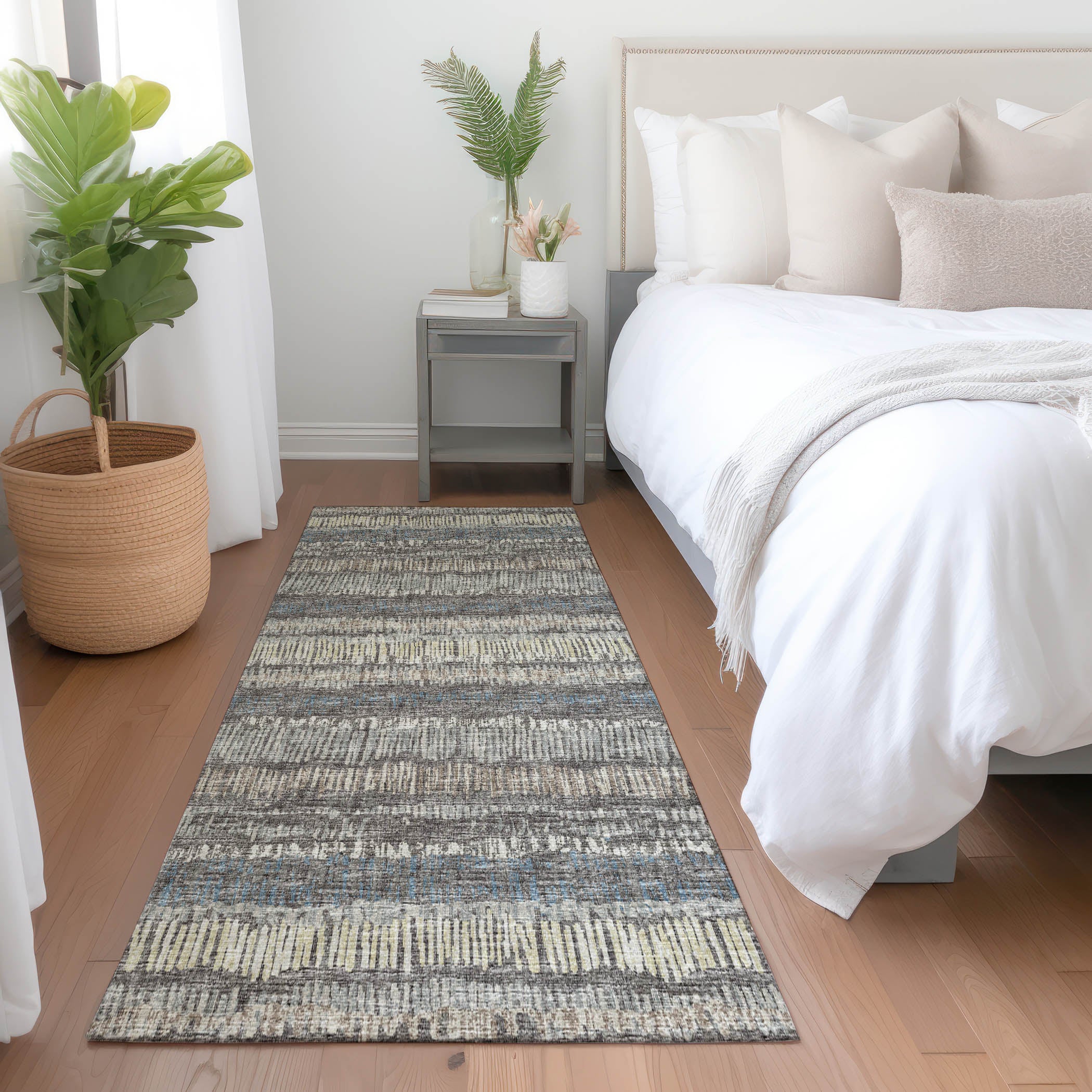 Sarajevo Machine Washable Transitional Gray Charcoal Rug 2'3" x 7'6" #shape_Runner
