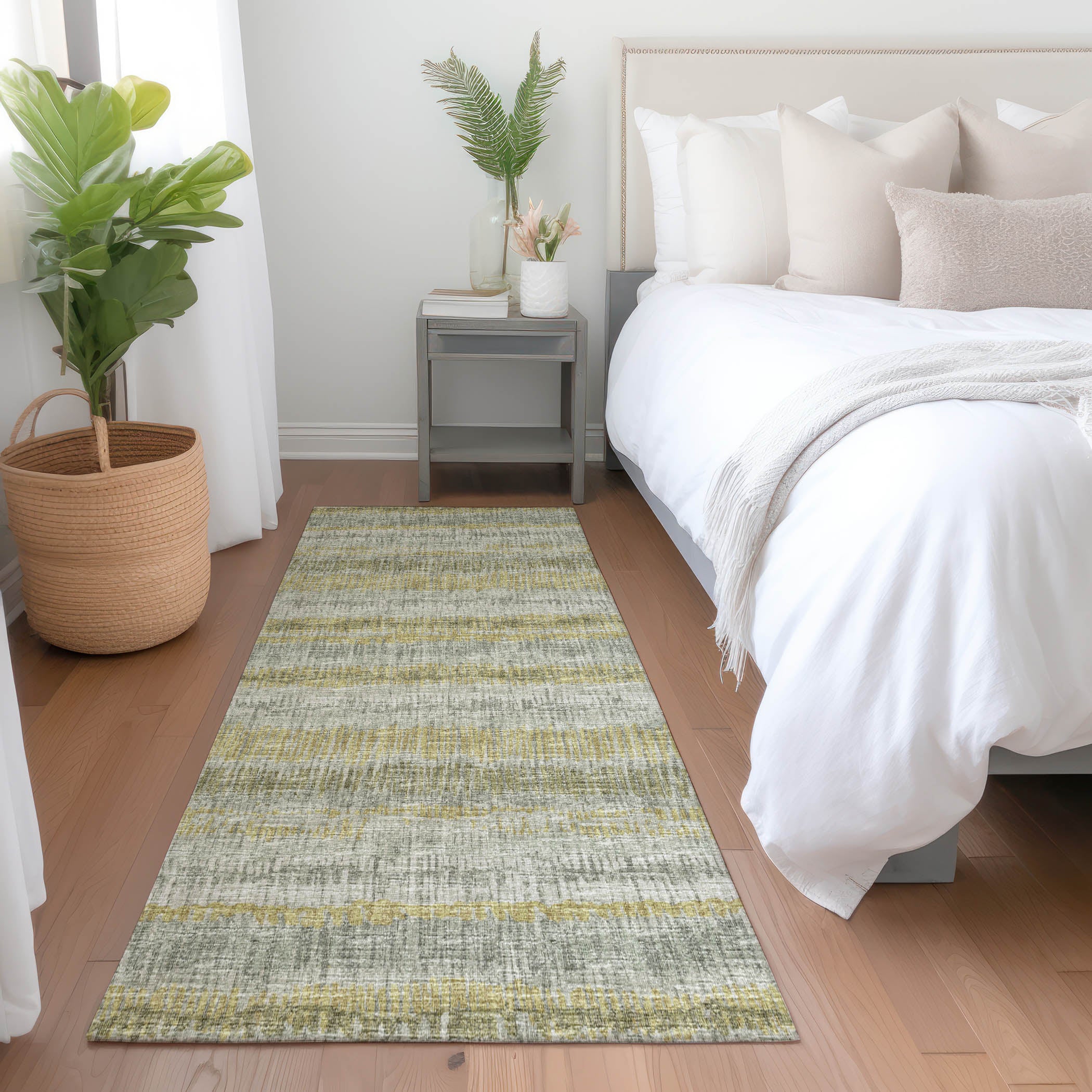 Sarajevo Machine Washable Transitional Sage Taupe Rug 2'3" x 7'6" #shape_Runner