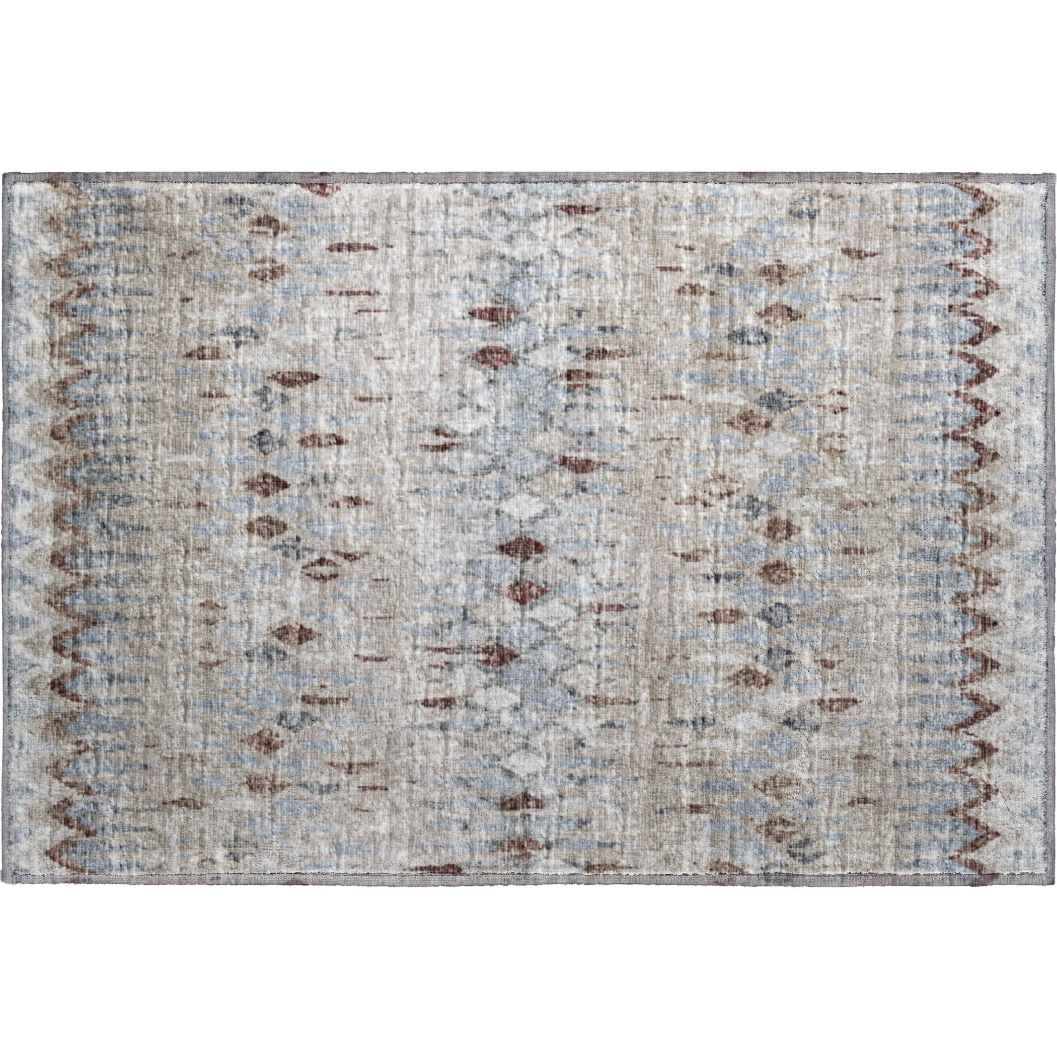 Kyoto Machine Washable Transitional Blue Taupe Rug 1'8" x 2'6" #shape_Rectangle