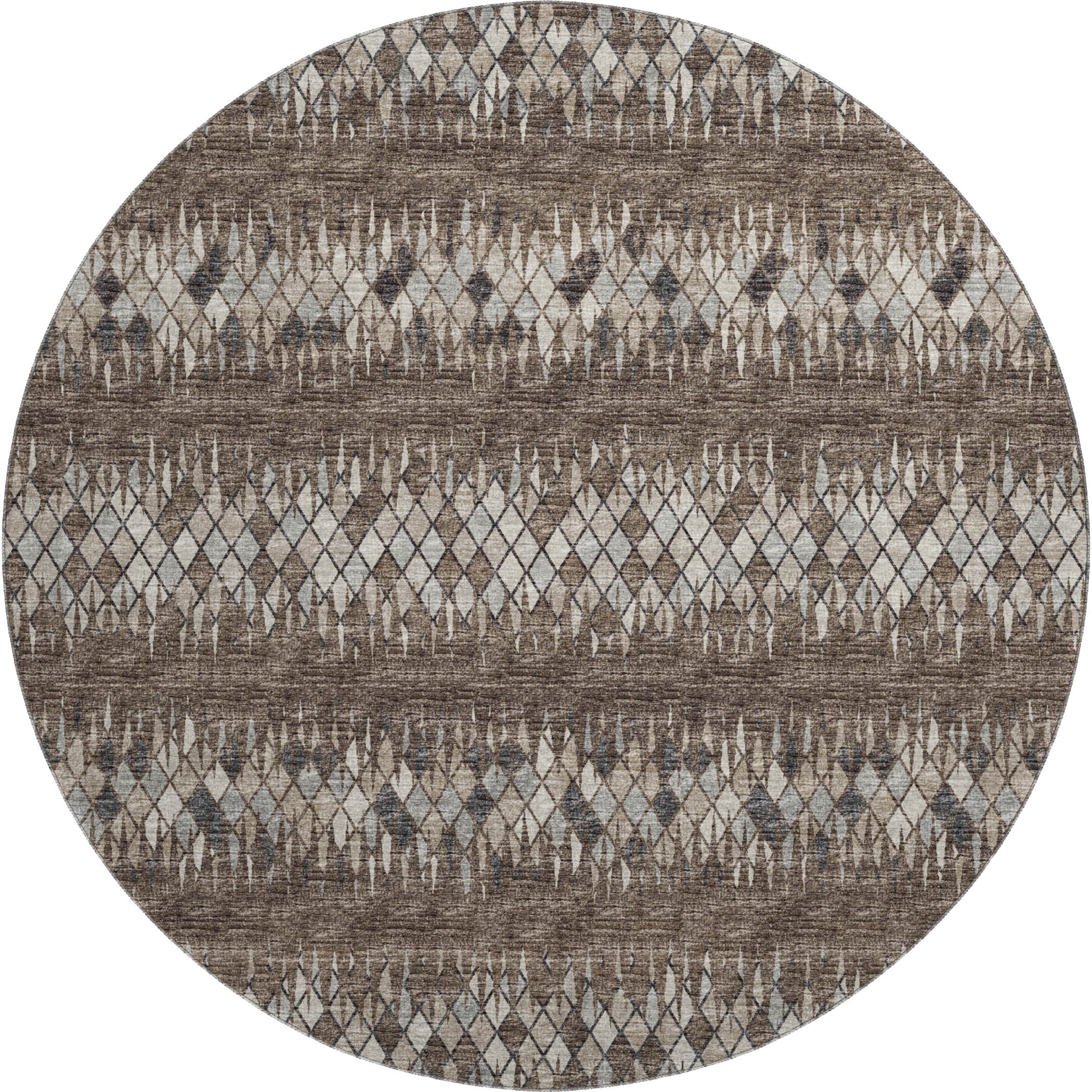 Kyoto Machine Washable Transitional Brown Chocolate Rug 8' x 8' #shape_Round