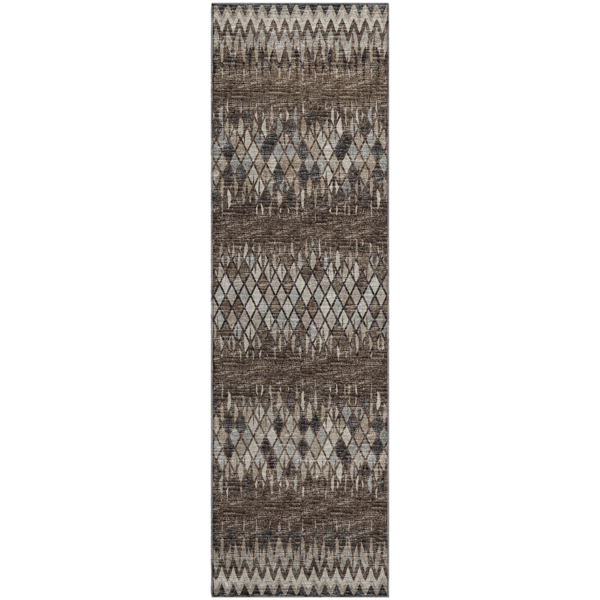 Kyoto Machine Washable Transitional Brown Chocolate Rug 2'3" x 7'6" #shape_Runner