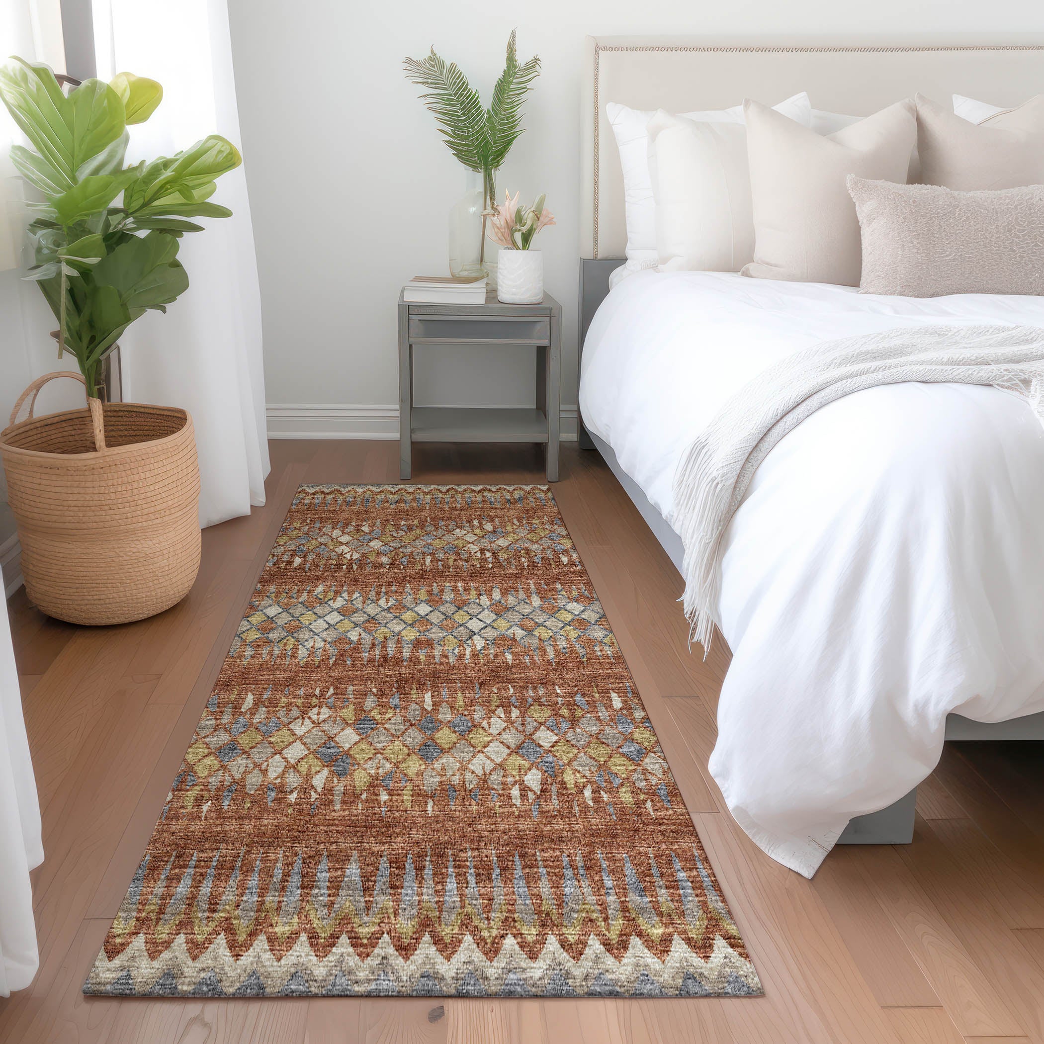 Kyoto Machine Washable Transitional Spice Paprika Rug 2'3" x 7'6" #shape_Runner