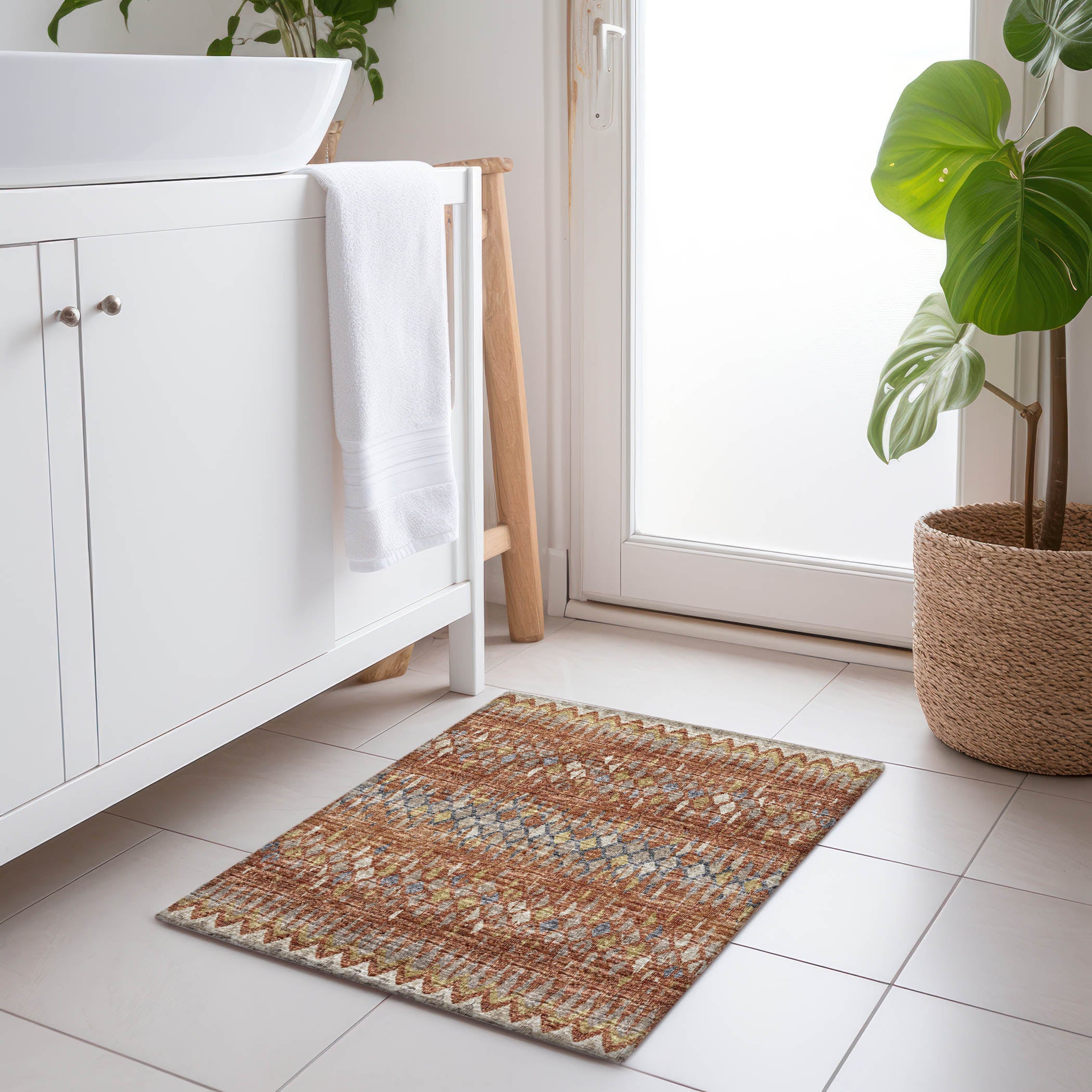Kyoto Machine Washable Transitional Spice Paprika Rug 1'8" x 2'6" #shape_Rectangle