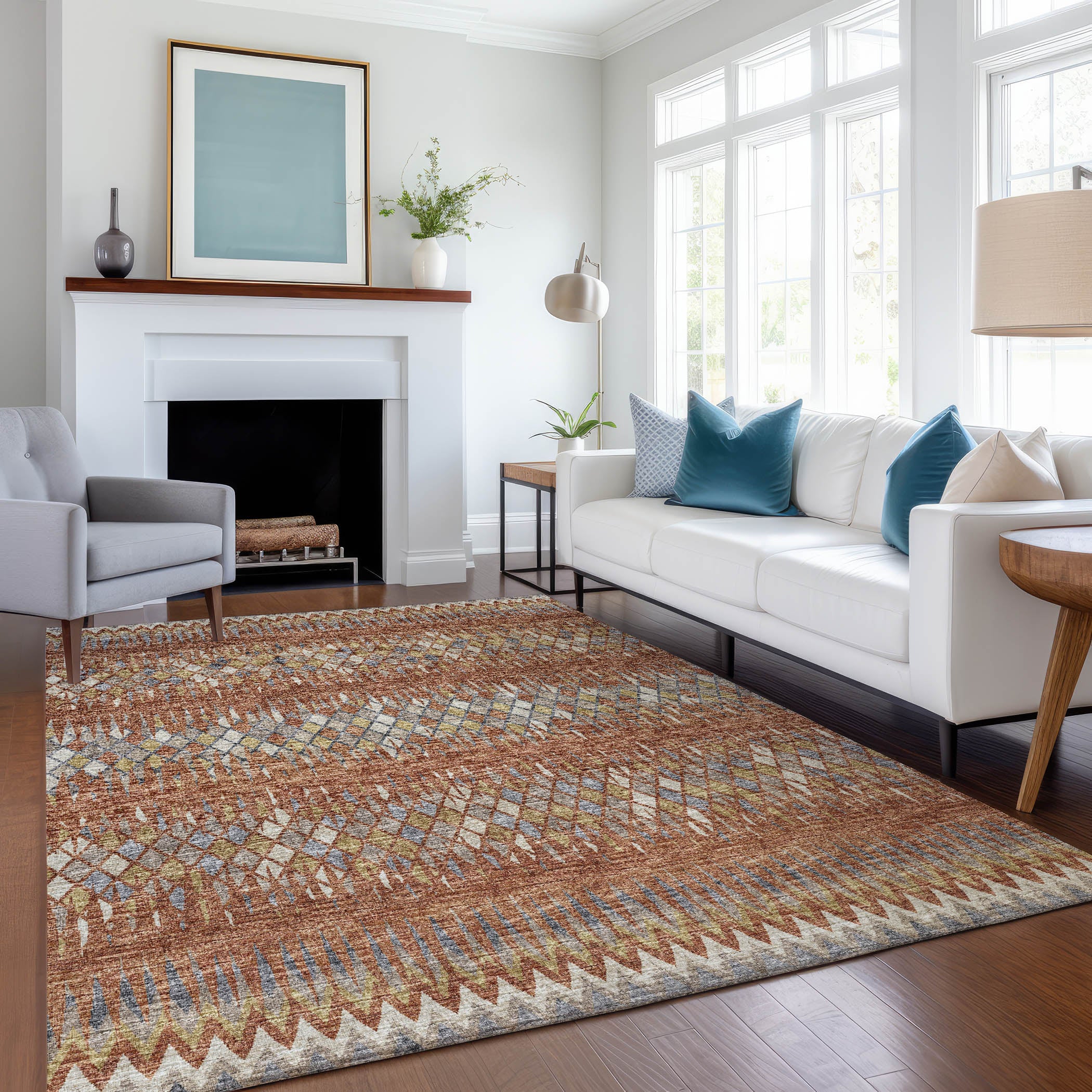 Kyoto Machine Washable Transitional Spice Paprika Rug 2'6" x 3'10" #shape_Rectangle