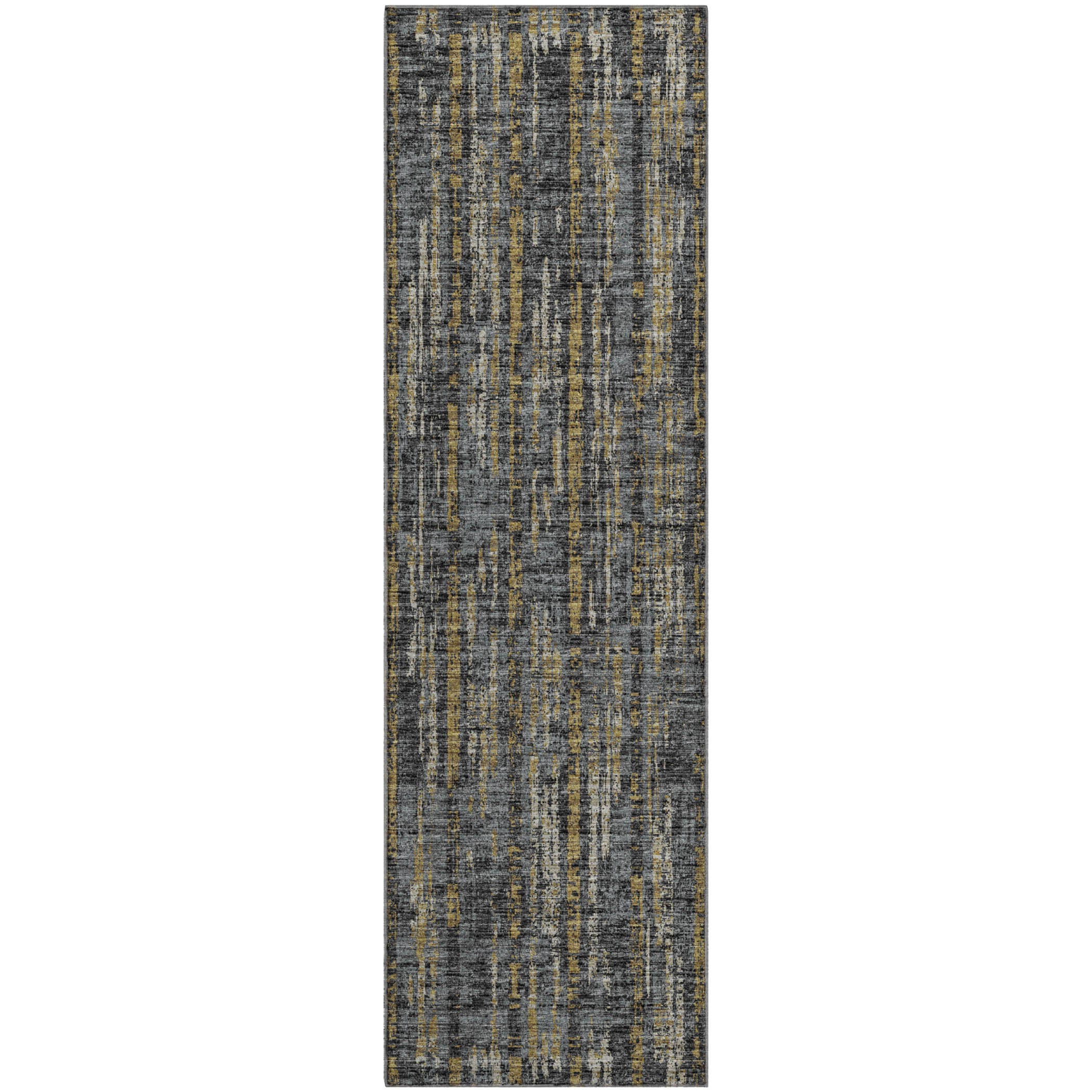 Zanzibar Machine Washable Transitional Granite Charcoal Rug 2'3" x 7'6" #shape_Runner