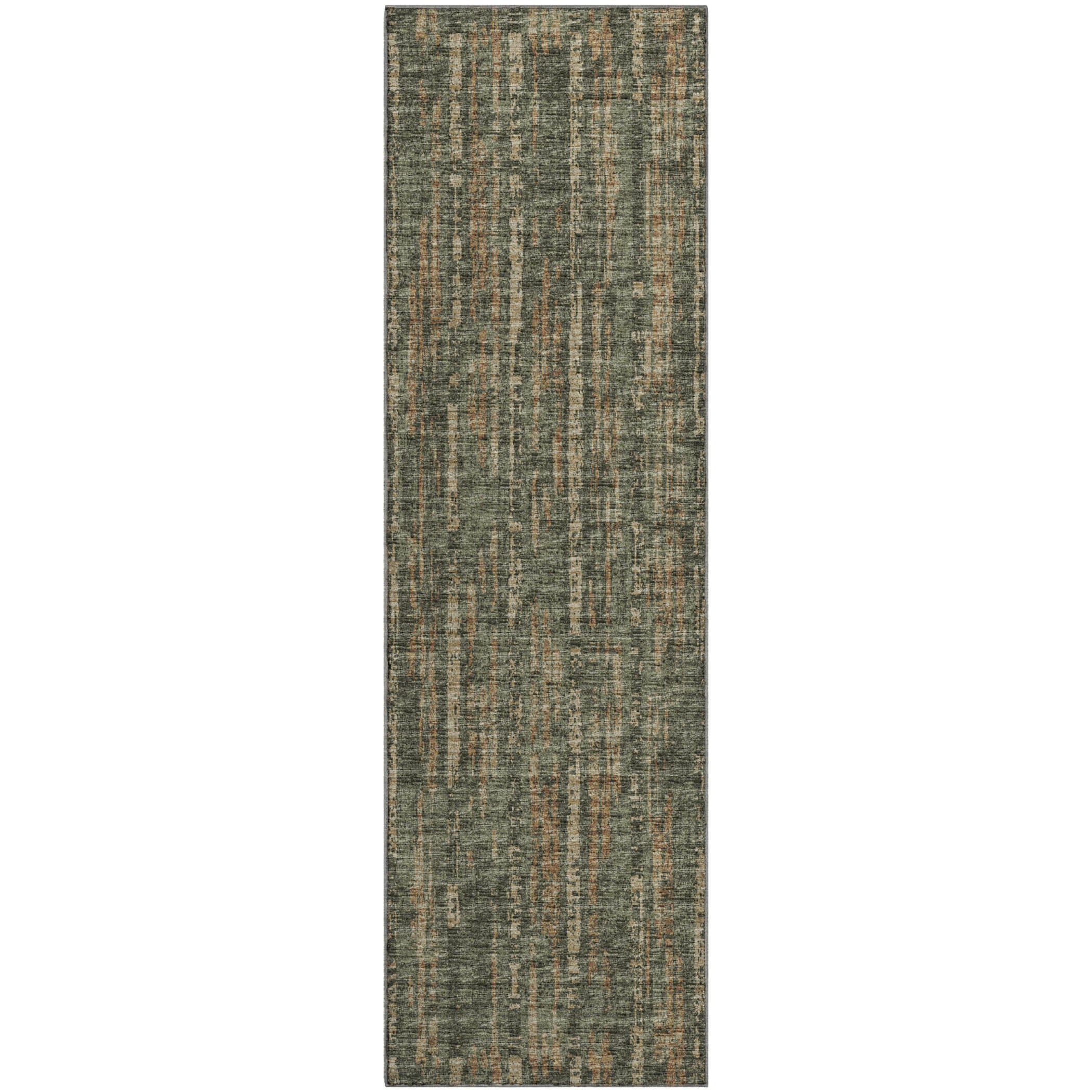 Zanzibar Machine Washable Transitional Green Rug 2'3" x 7'6" #shape_Runner