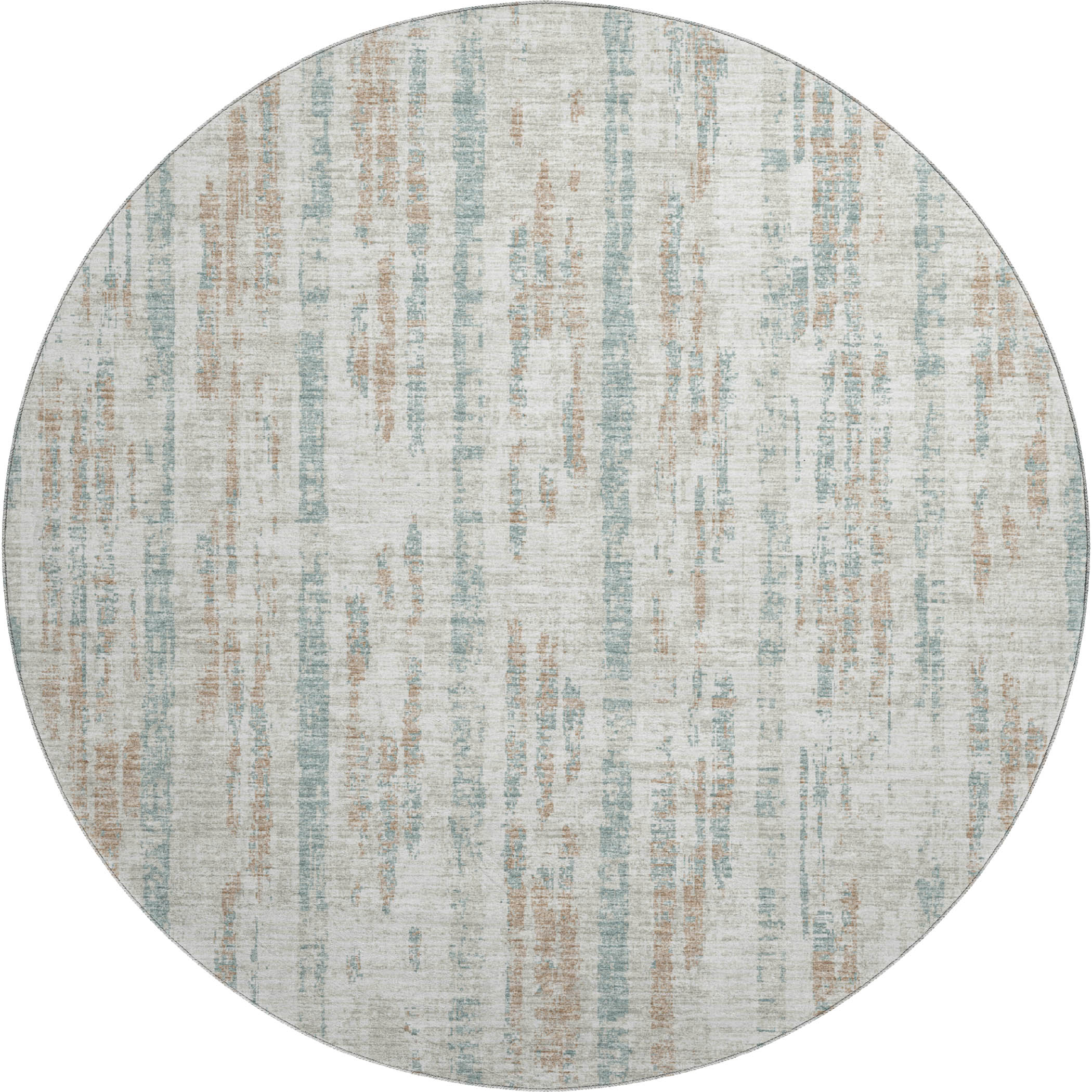 Zanzibar Machine Washable Transitional Ivory Rug 8' x 8' #shape_Round