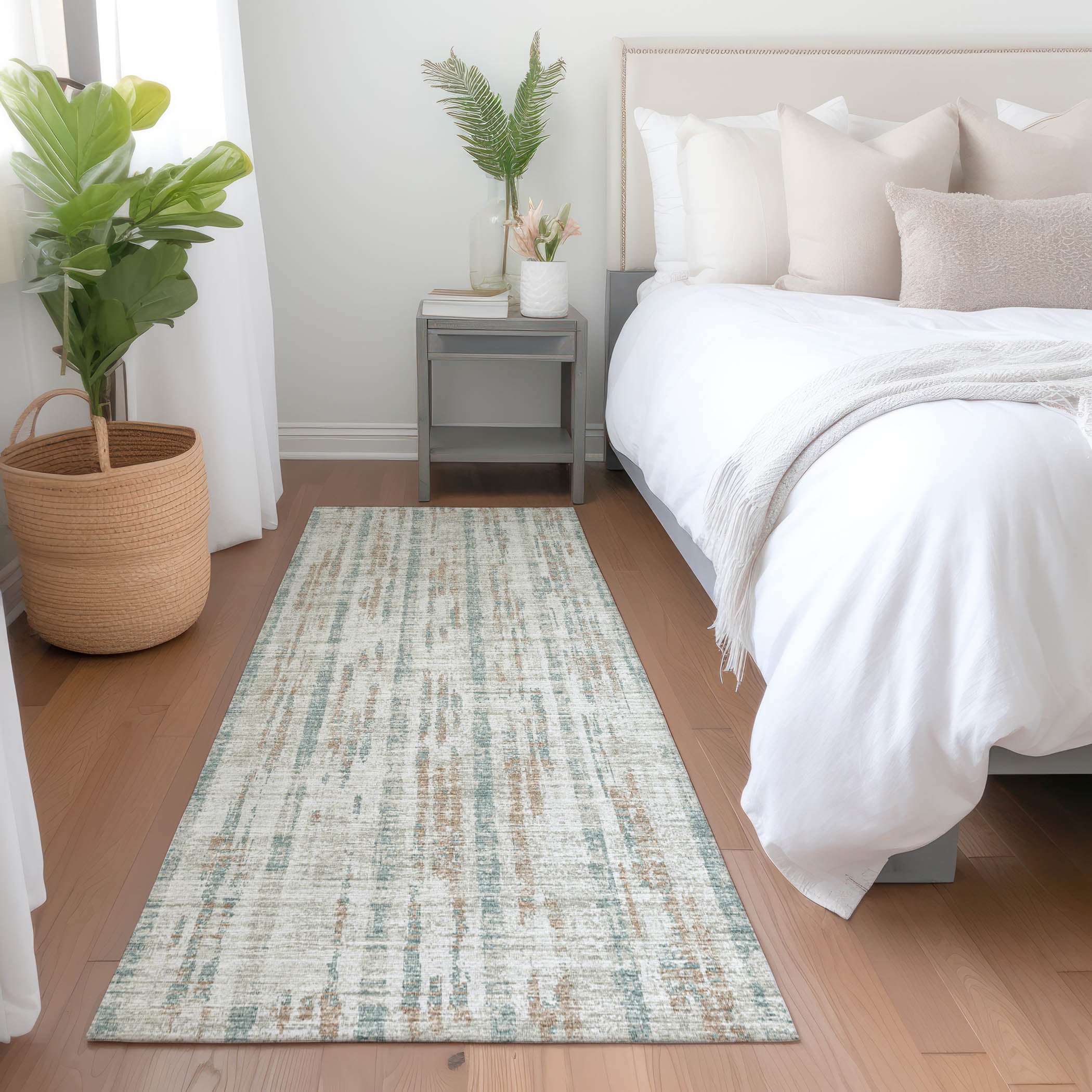 Zanzibar Machine Washable Transitional Ivory Rug 2'3" x 7'6" #shape_Runner