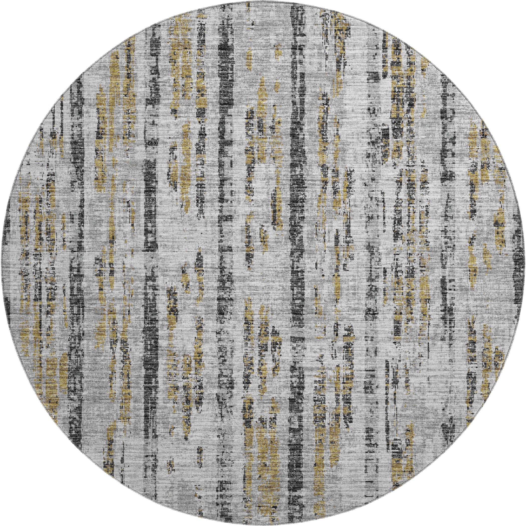 Zanzibar Machine Washable Transitional Silver Gray Rug 8' x 8' #shape_Round
