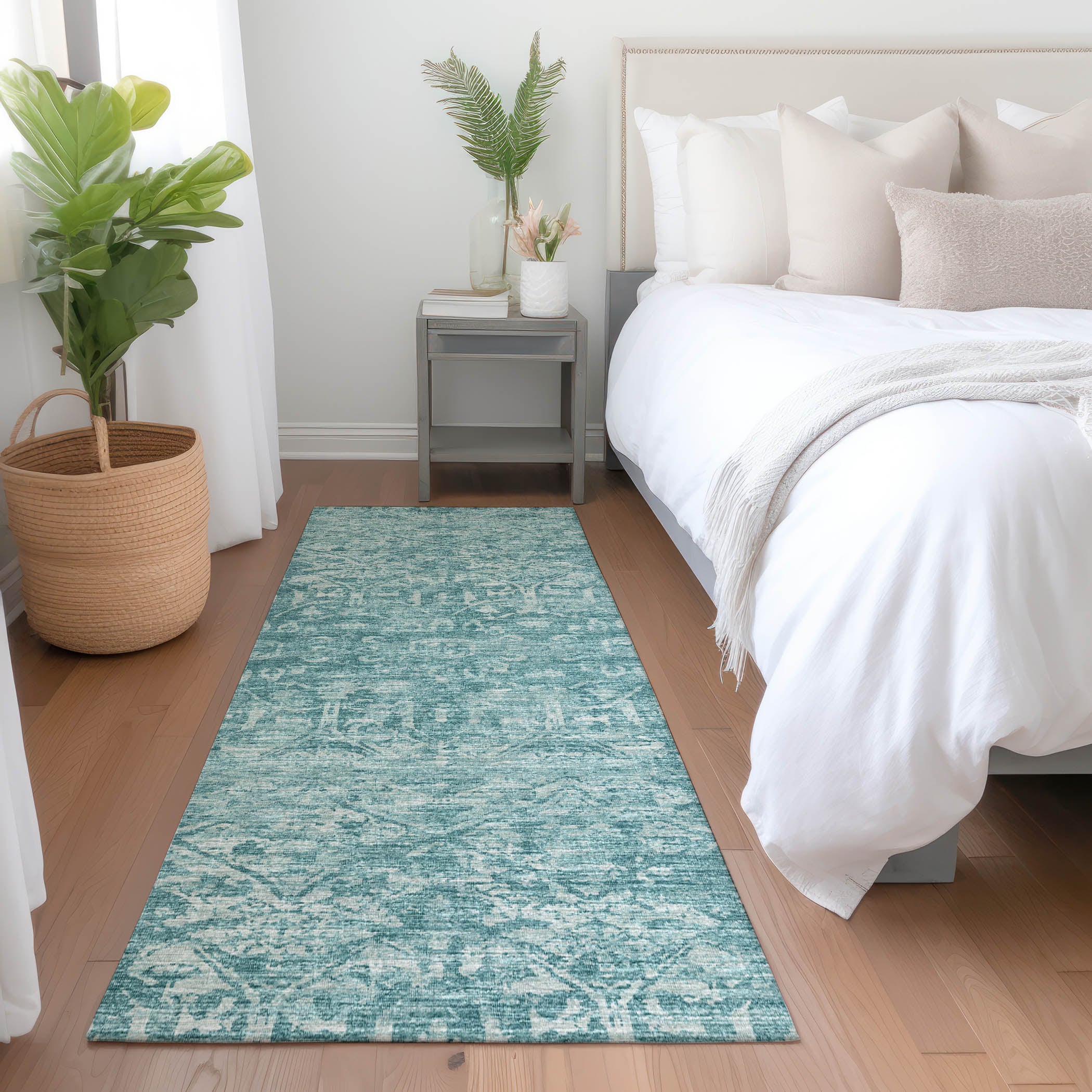 Ghent Machine Washable Traditional Blue Rug 2'3" x 7'6" #shape_Runner