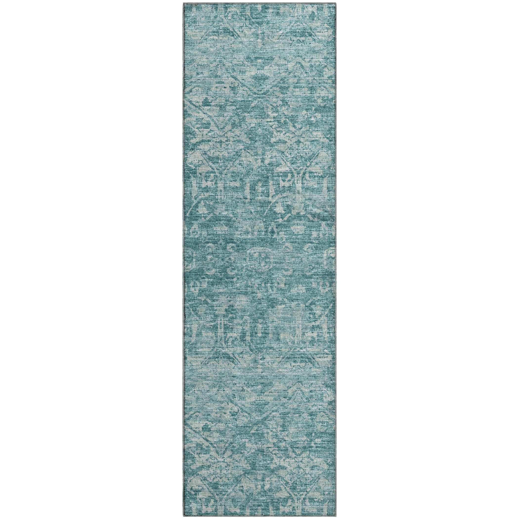 Ghent Machine Washable Traditional Blue Rug 2'3" x 7'6" #shape_Runner