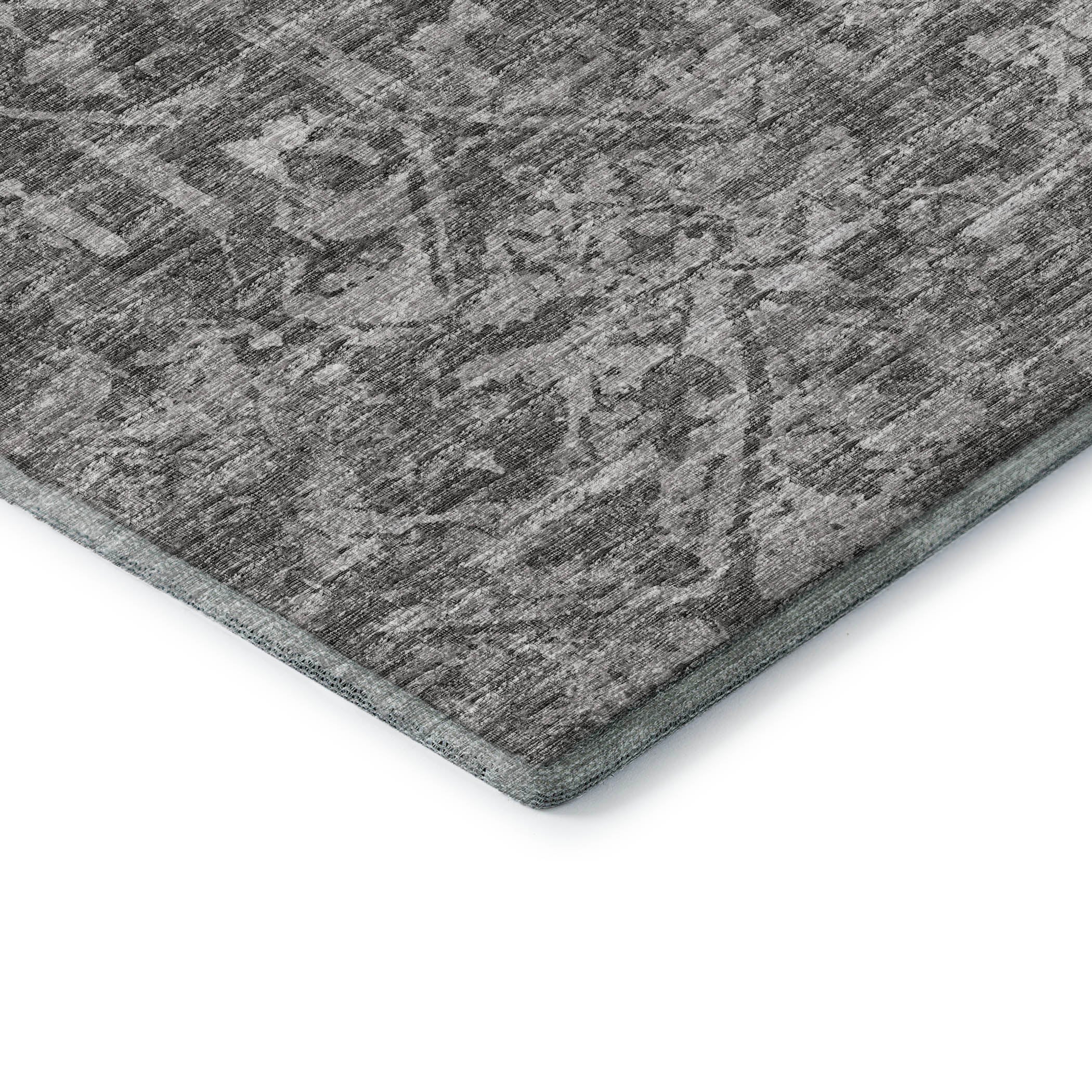 Ghent Machine Washable Traditional Charcoal Gray Rug 1'8" x 2'6" #shape_Rectangle