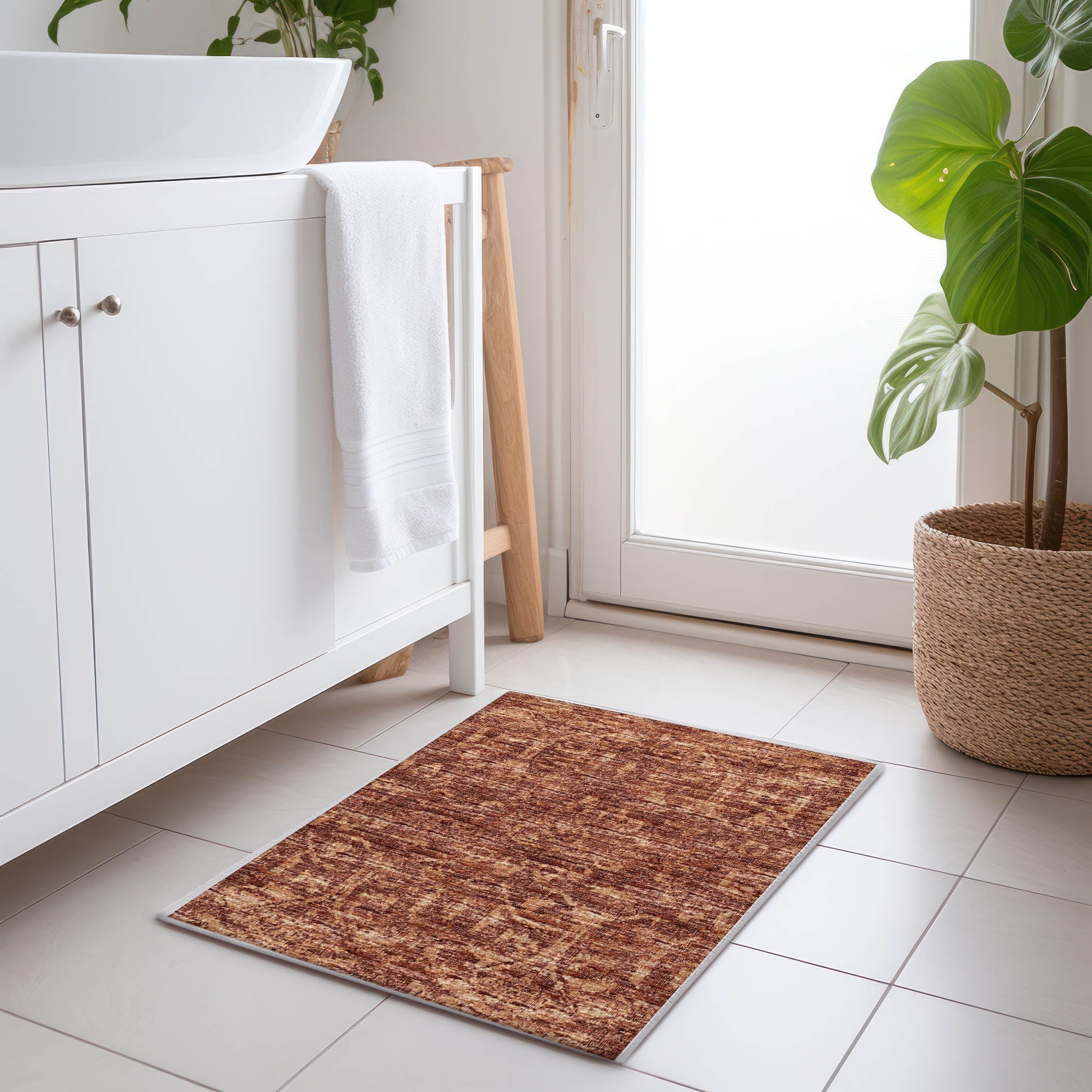 Ghent Machine Washable Traditional Clay Orange Rug 1'8" x 2'6" #shape_Rectangle