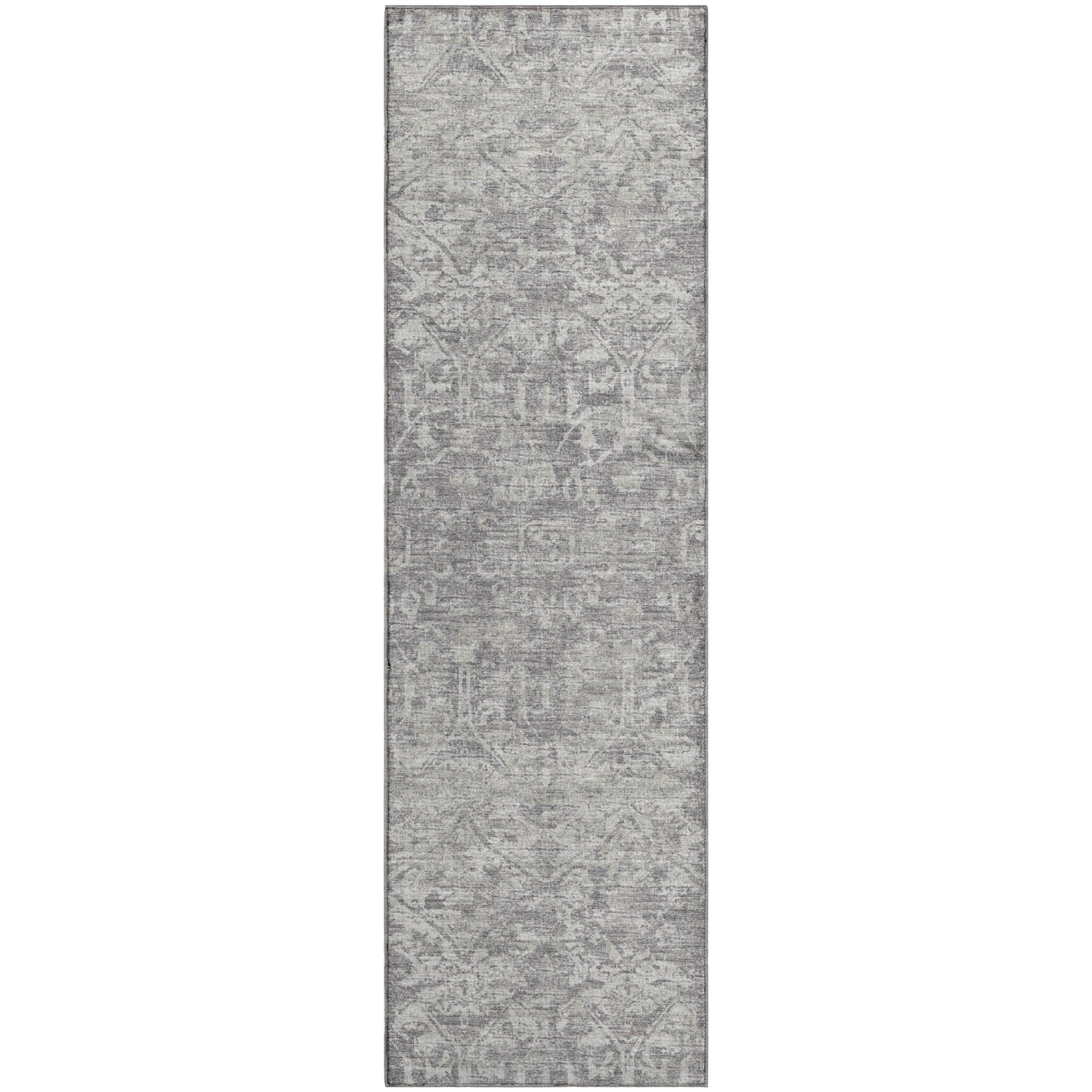 Ghent Machine Washable Traditional Gray Rug 2'3" x 7'6" #shape_Runner