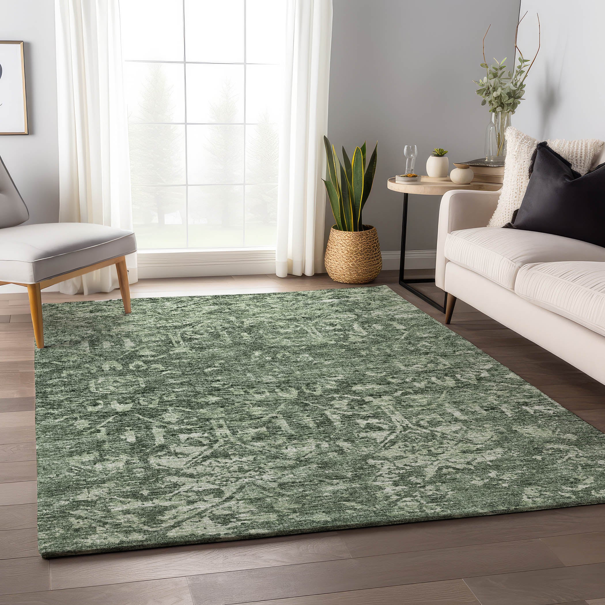 Ghent Machine Washable Traditional Green Rug 2'6" x 3'10" #shape_Rectangle