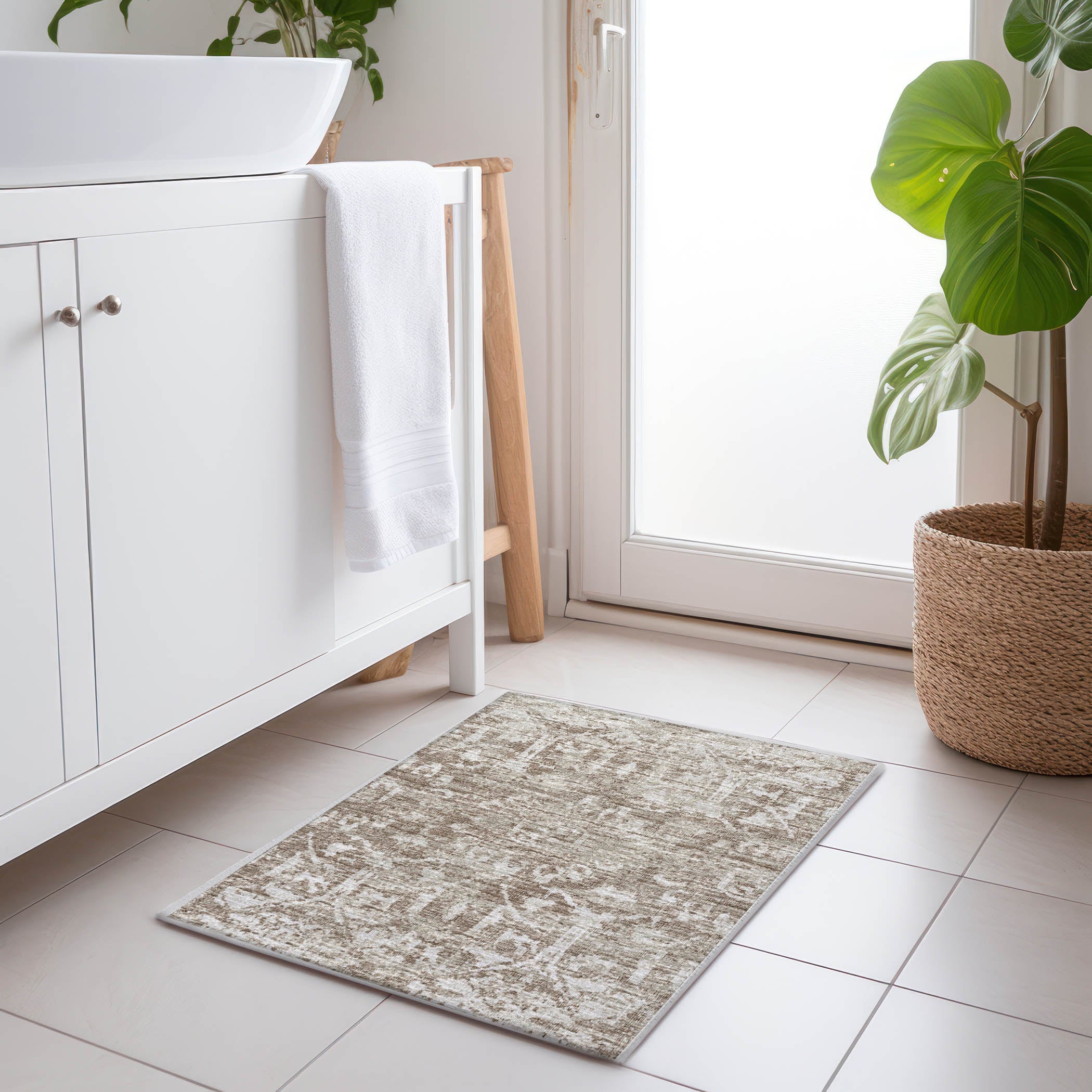 Ghent Machine Washable Traditional Taupe Beige Rug 1'8" x 2'6" #shape_Rectangle