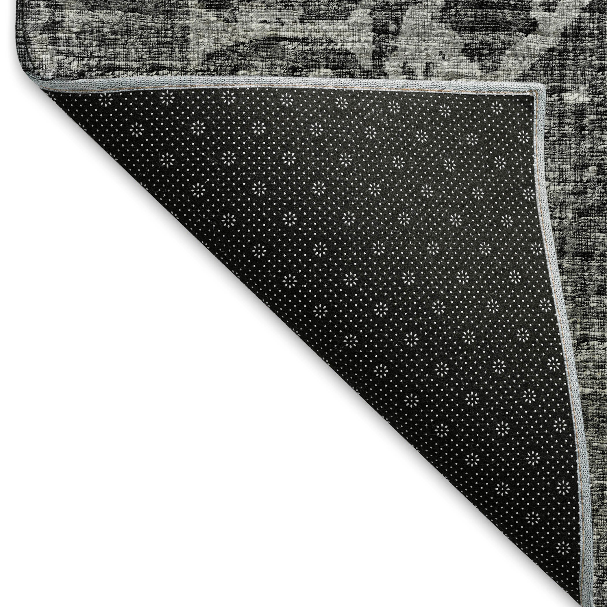Bangkok Machine Washable Traditional Black Rug 1'8" x 2'6" #shape_Rectangle