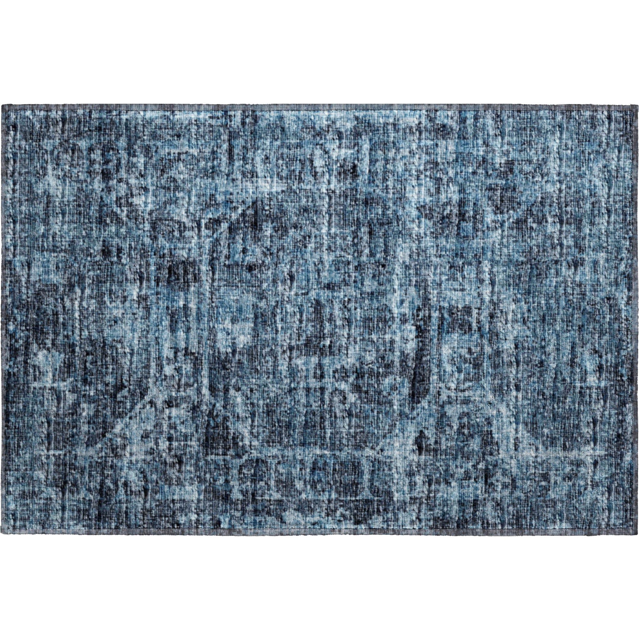 Bangkok Machine Washable Traditional Navy Blue Rug 1'8" x 2'6" #shape_Rectangle