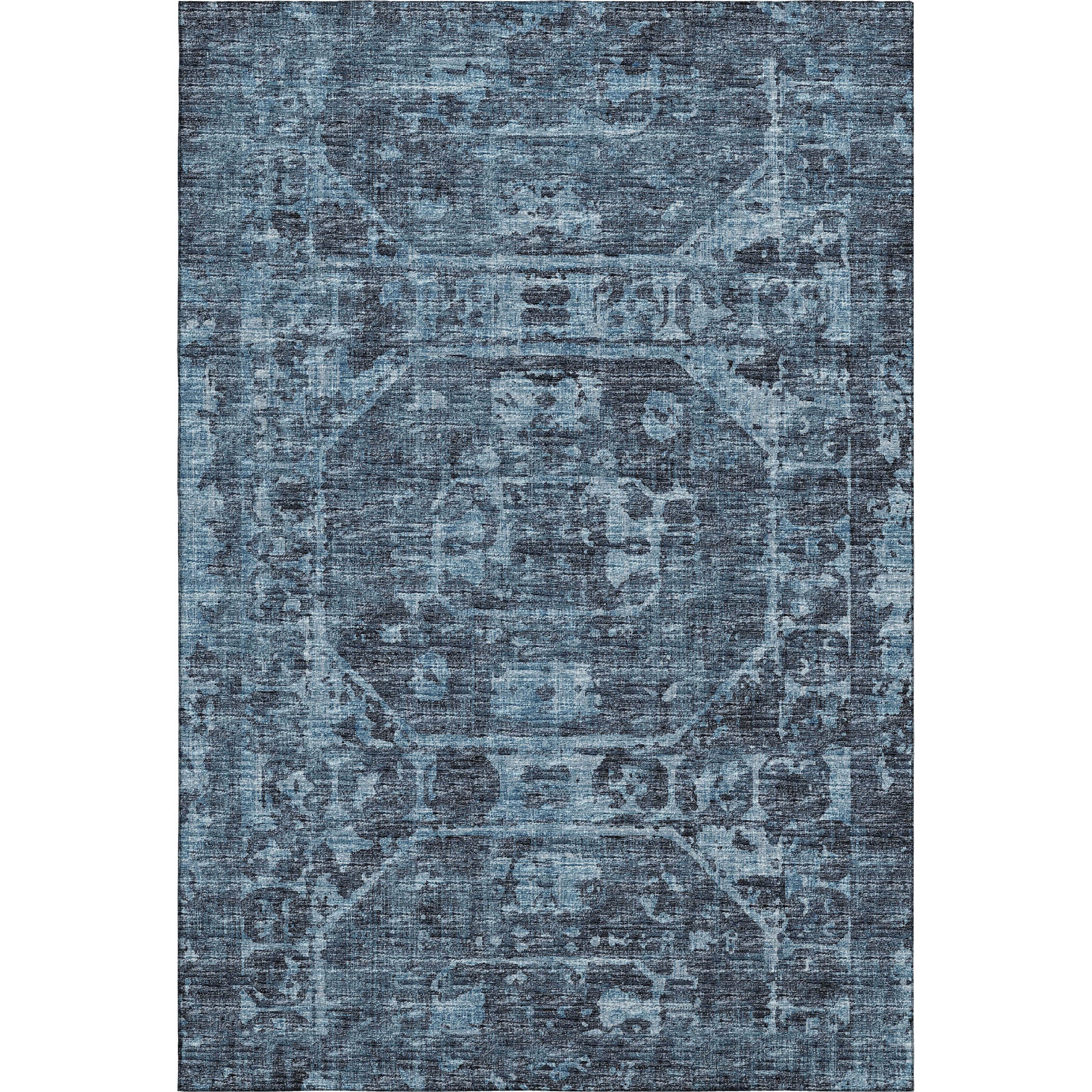 Bangkok Machine Washable Traditional Navy Blue Rug 2'6" x 3'10" #shape_Rectangle
